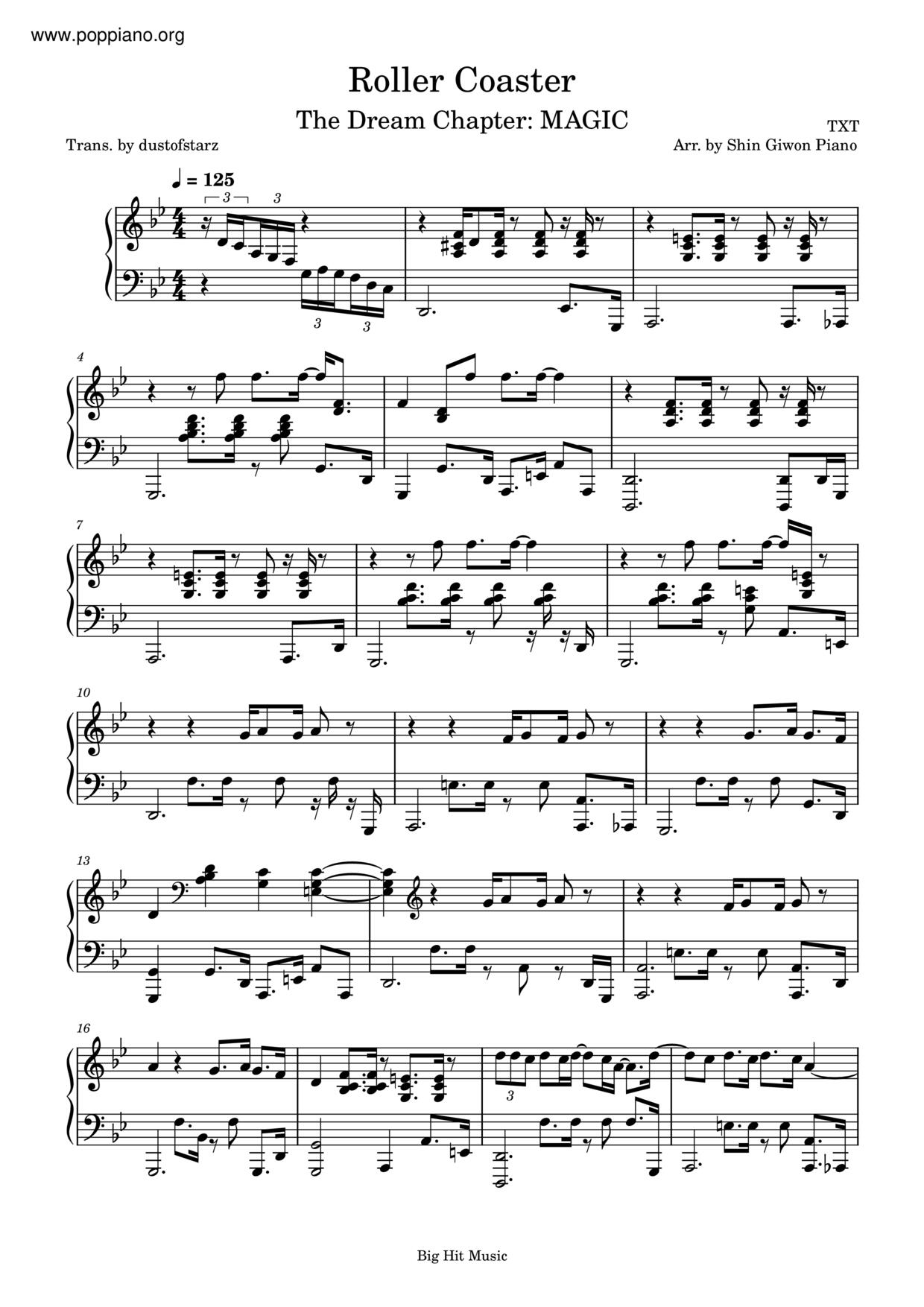 Roller Coasterピアノ譜