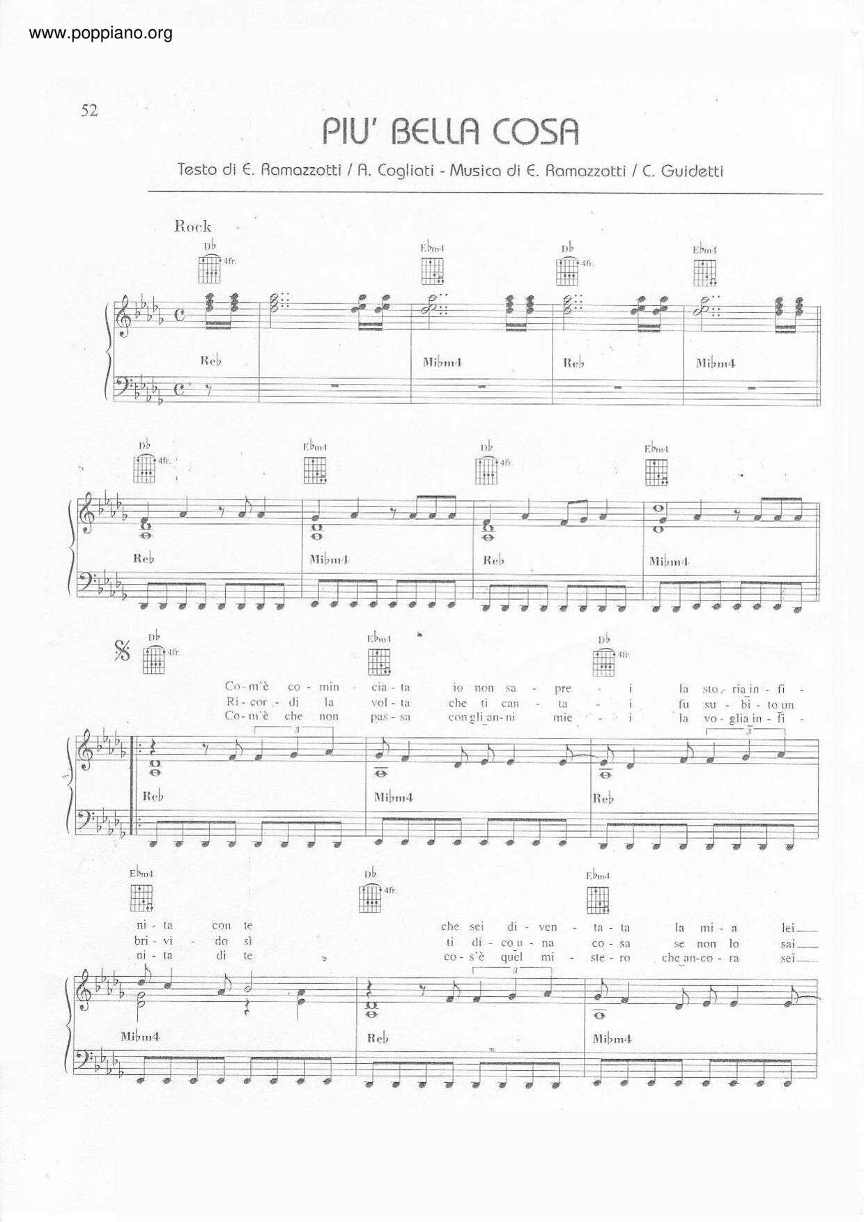 La Cosa Mas Bella (Più Bella Cosa)ピアノ譜