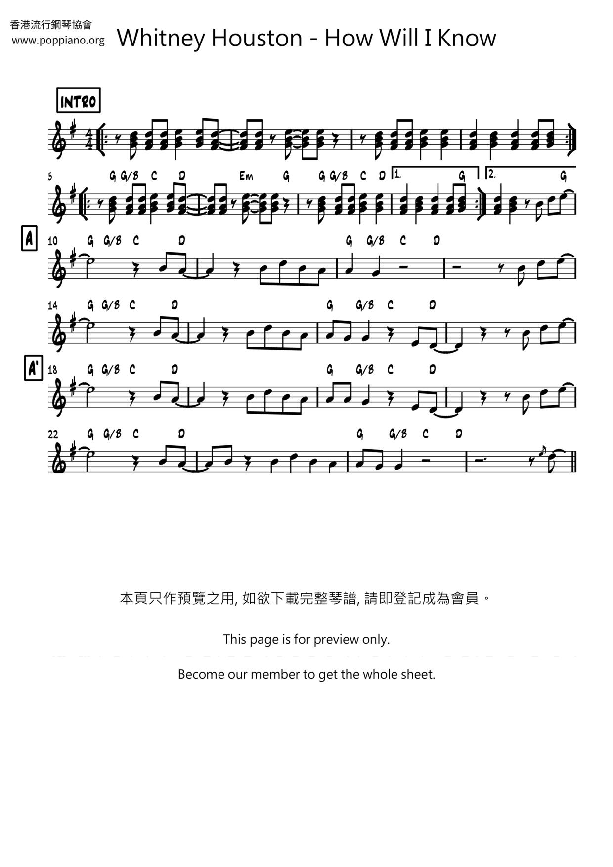 How Will I Knowピアノ譜