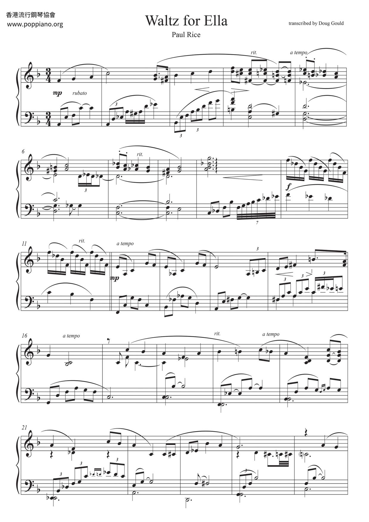 Waltz For Ellaピアノ譜