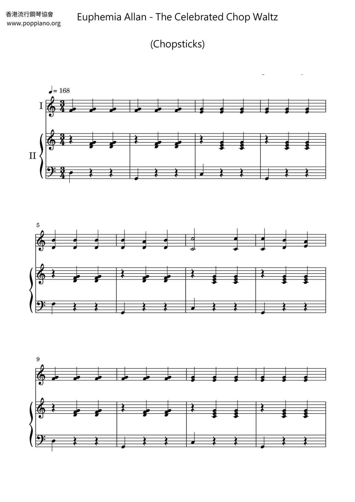 The Celebrated Chop Waltz (Chopsticks)ピアノ譜