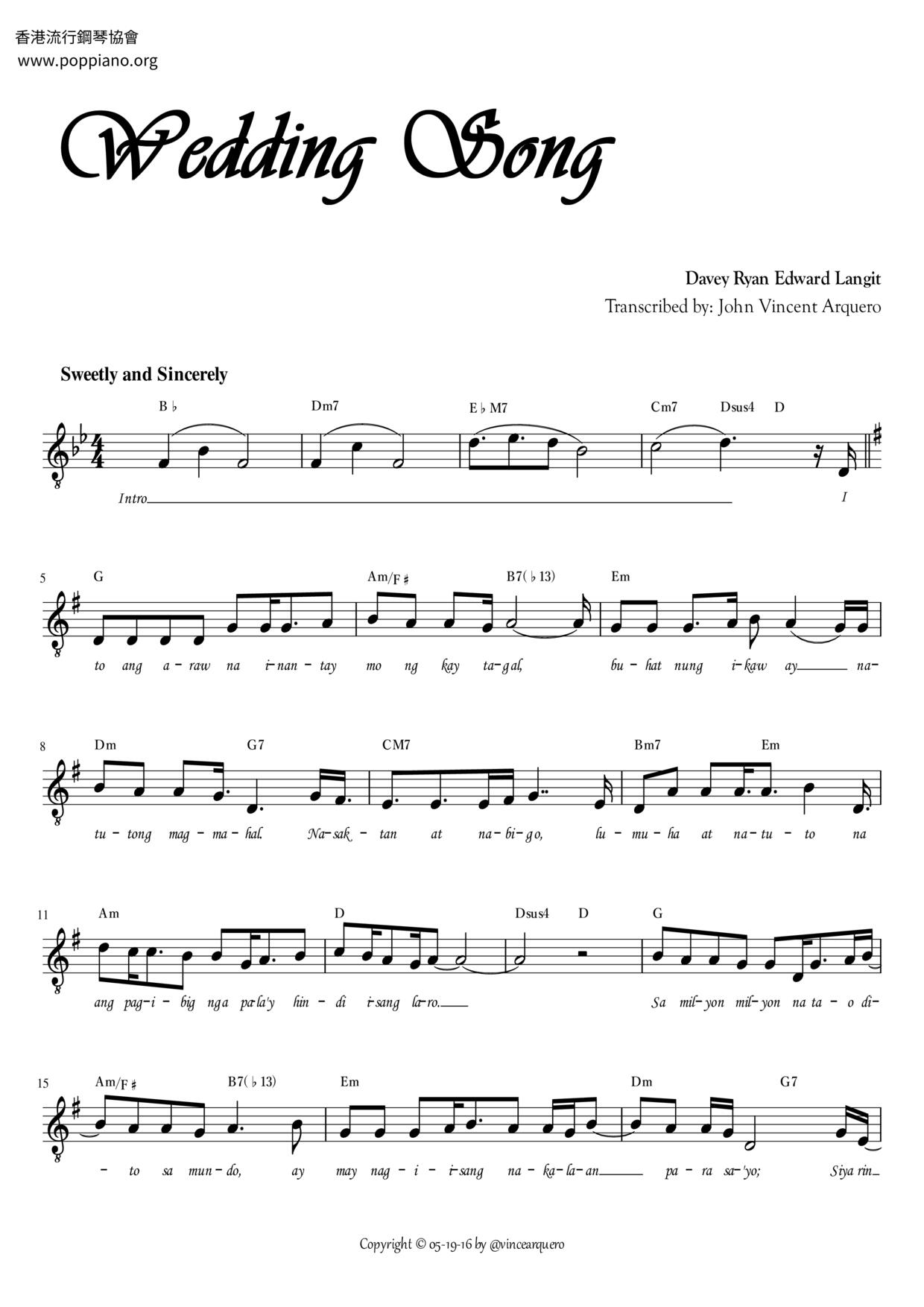 Wedding Songピアノ譜