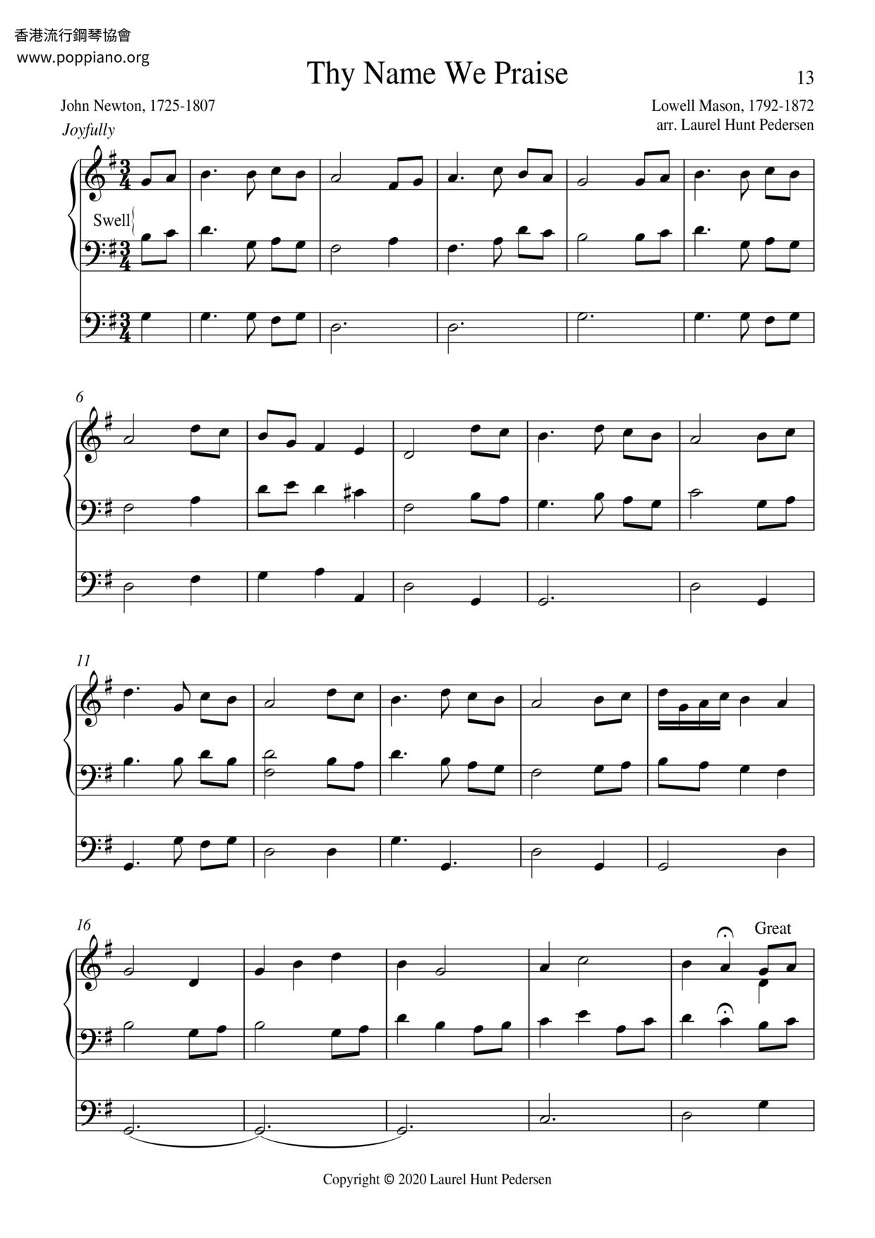 Thy Name We Praiseピアノ譜
