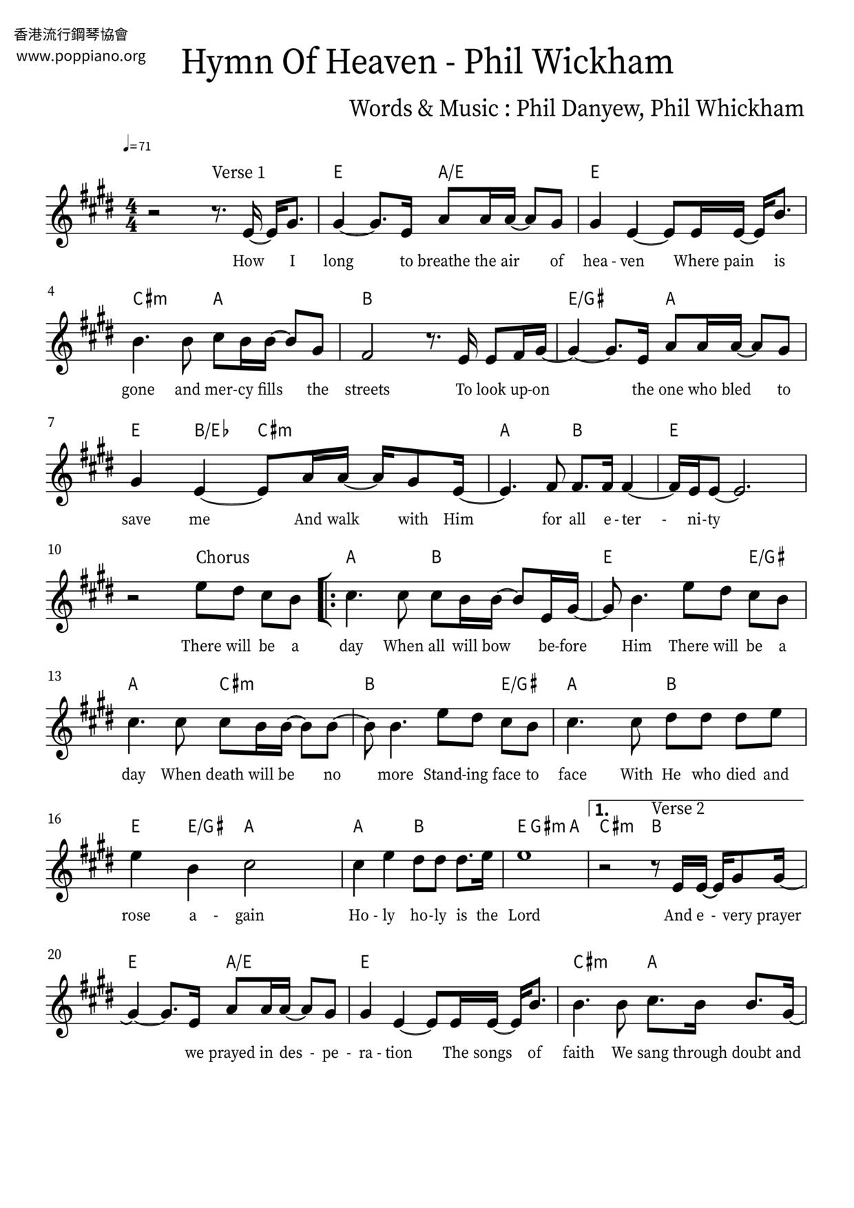 Hymn Of Heavenピアノ譜