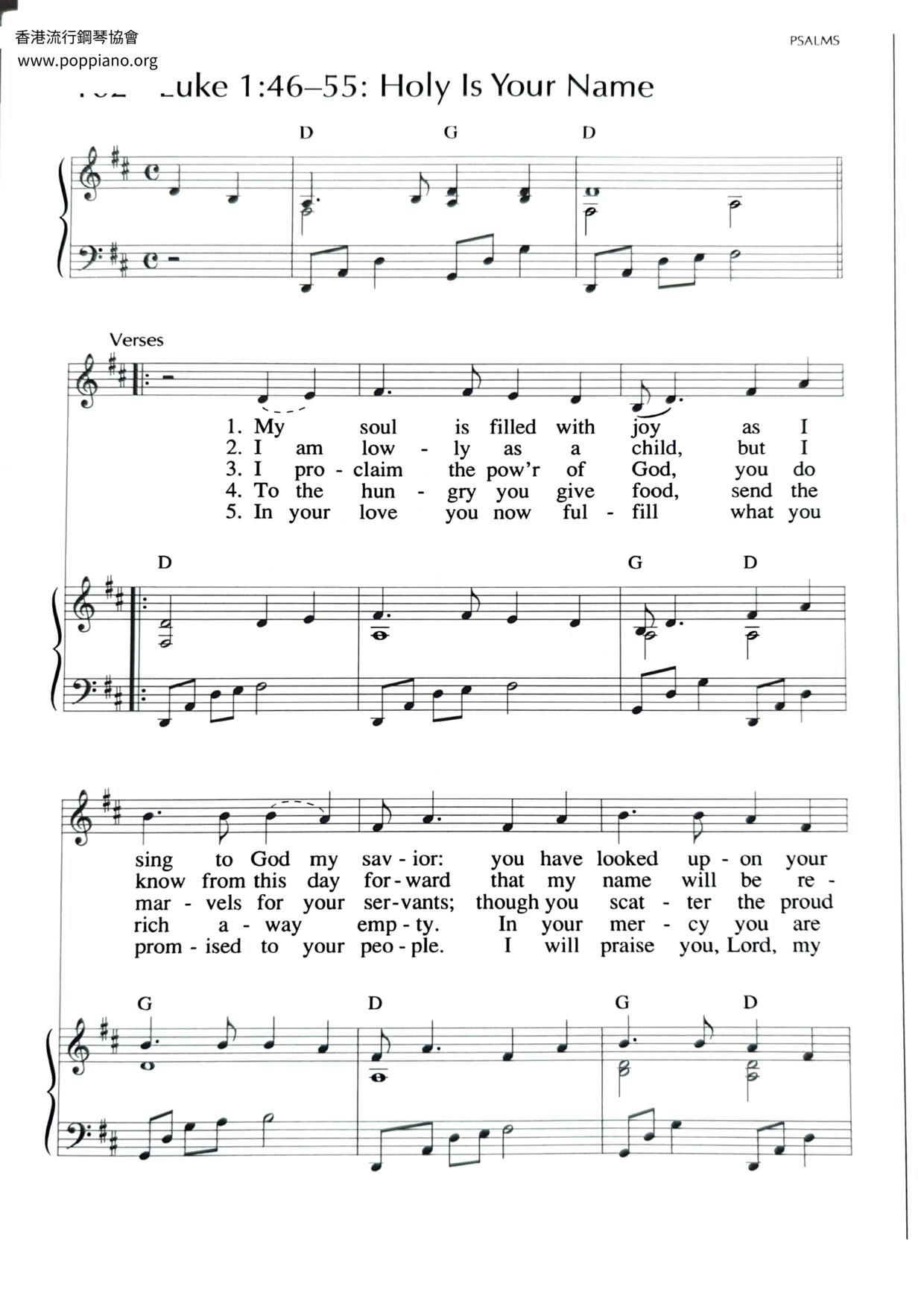 Holy Is Your Nameピアノ譜