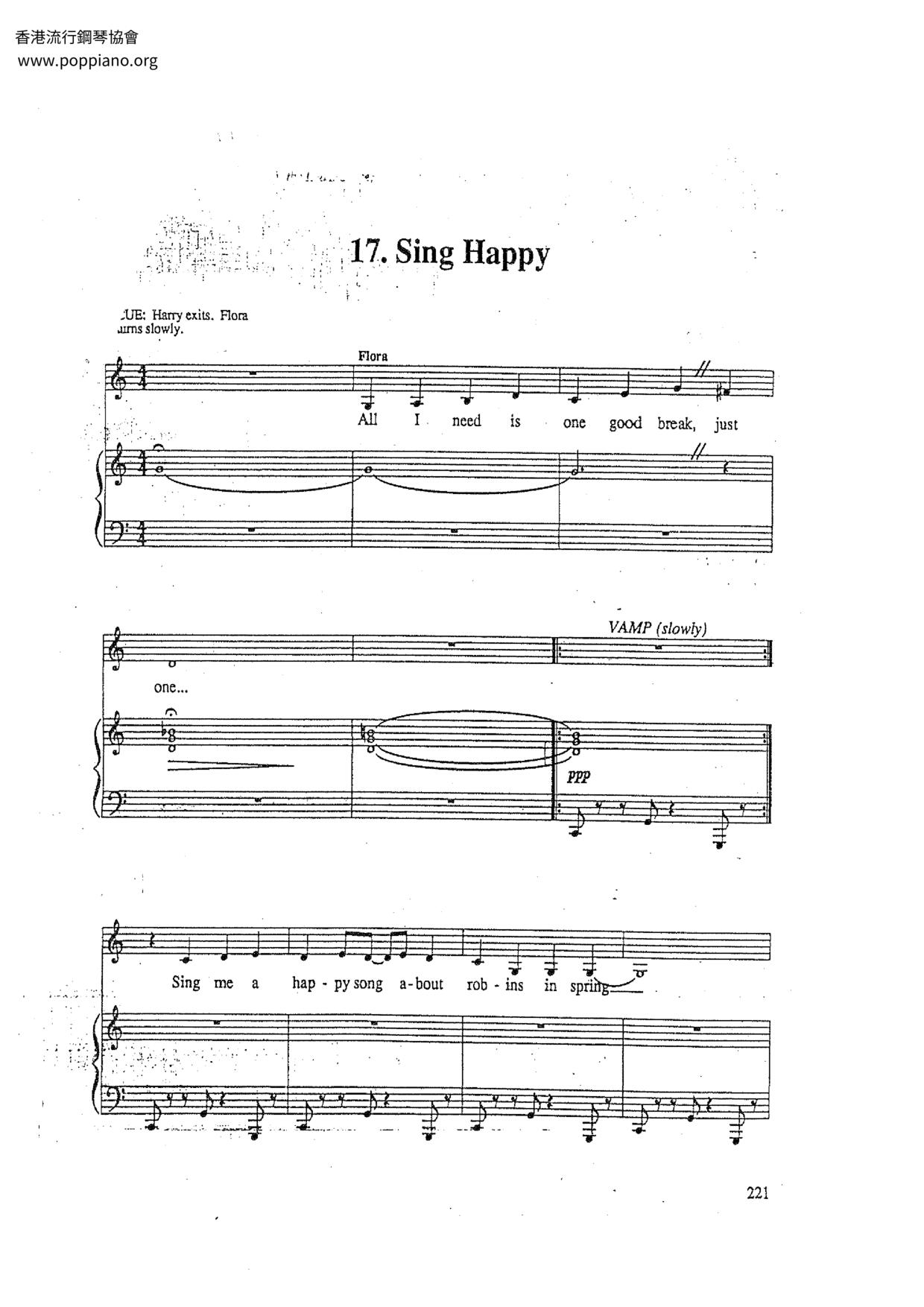 Flora the Red Menace - Sing Happyピアノ譜