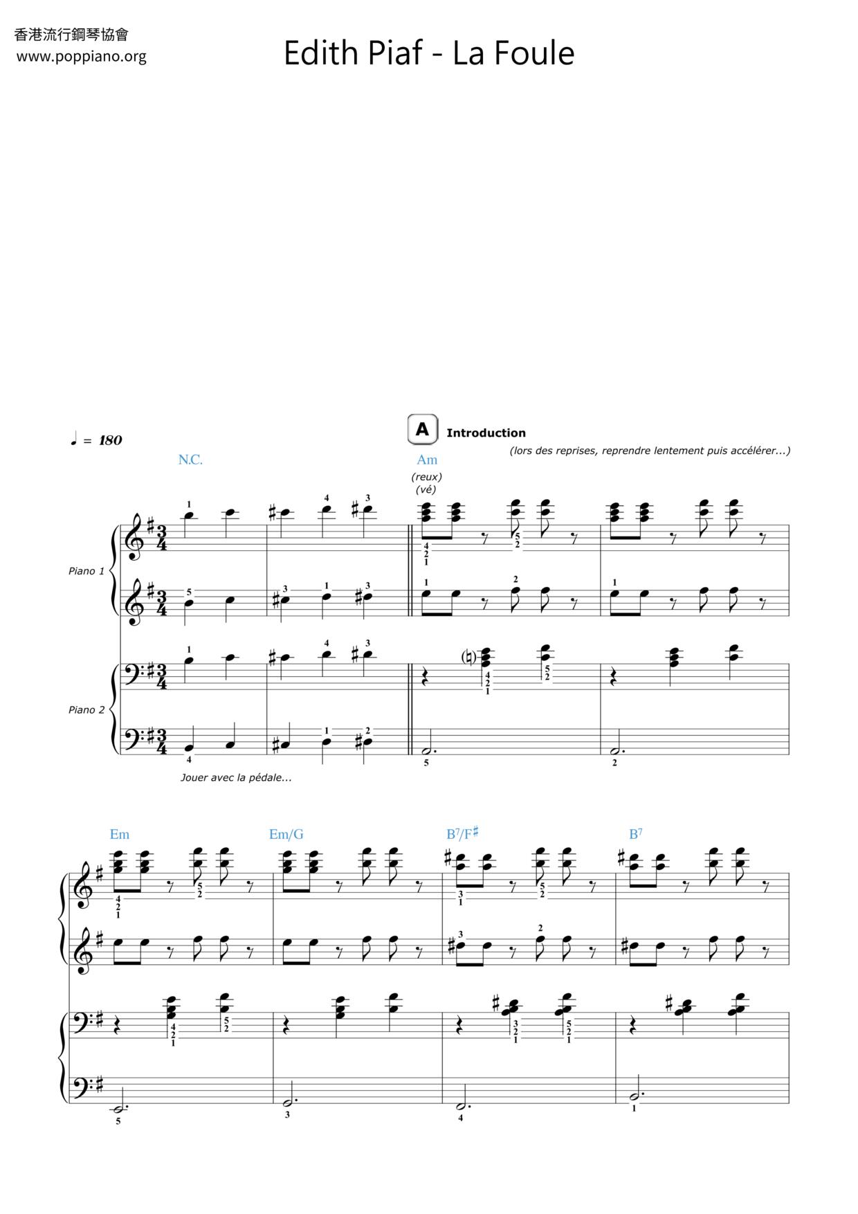 La Fouleピアノ譜