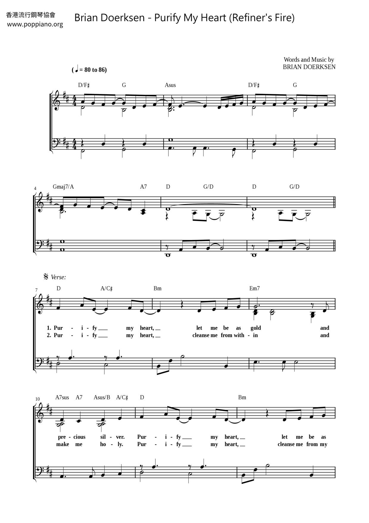 Purify My Heart (Refiner's Fire)ピアノ譜