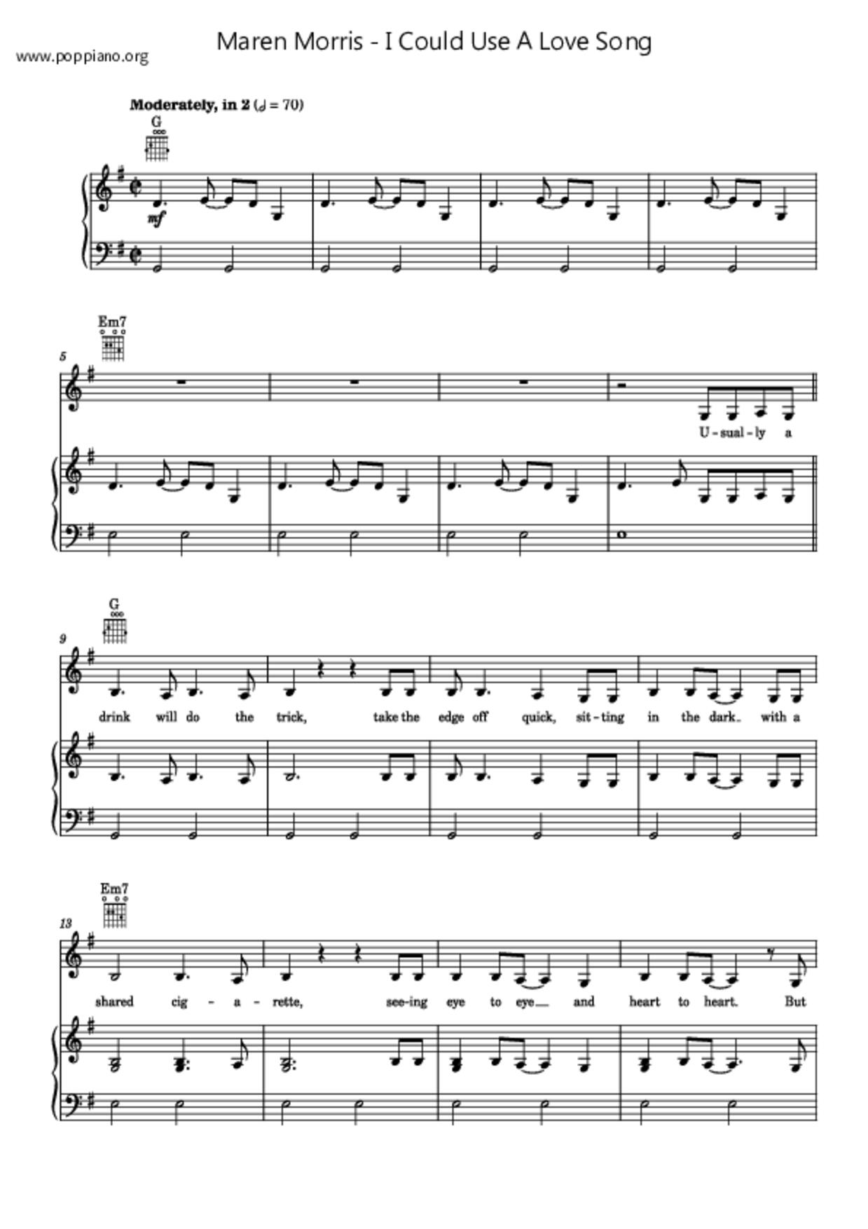 I Could Use a Love Songピアノ譜