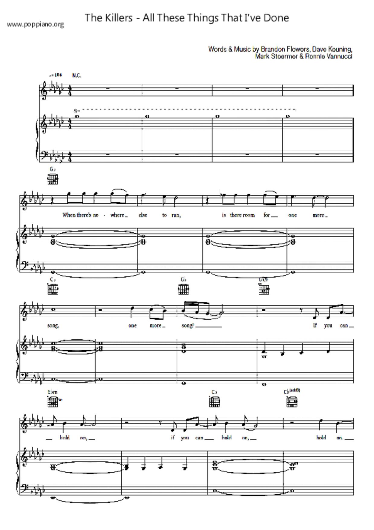 All These Things That I've Doneピアノ譜