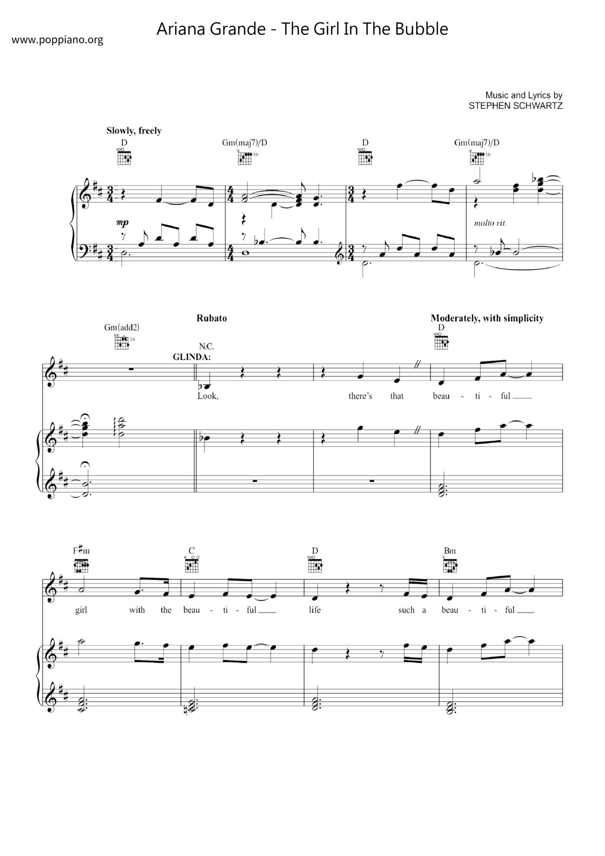 Wicked: For Good - The Girl In The Bubbleピアノ譜