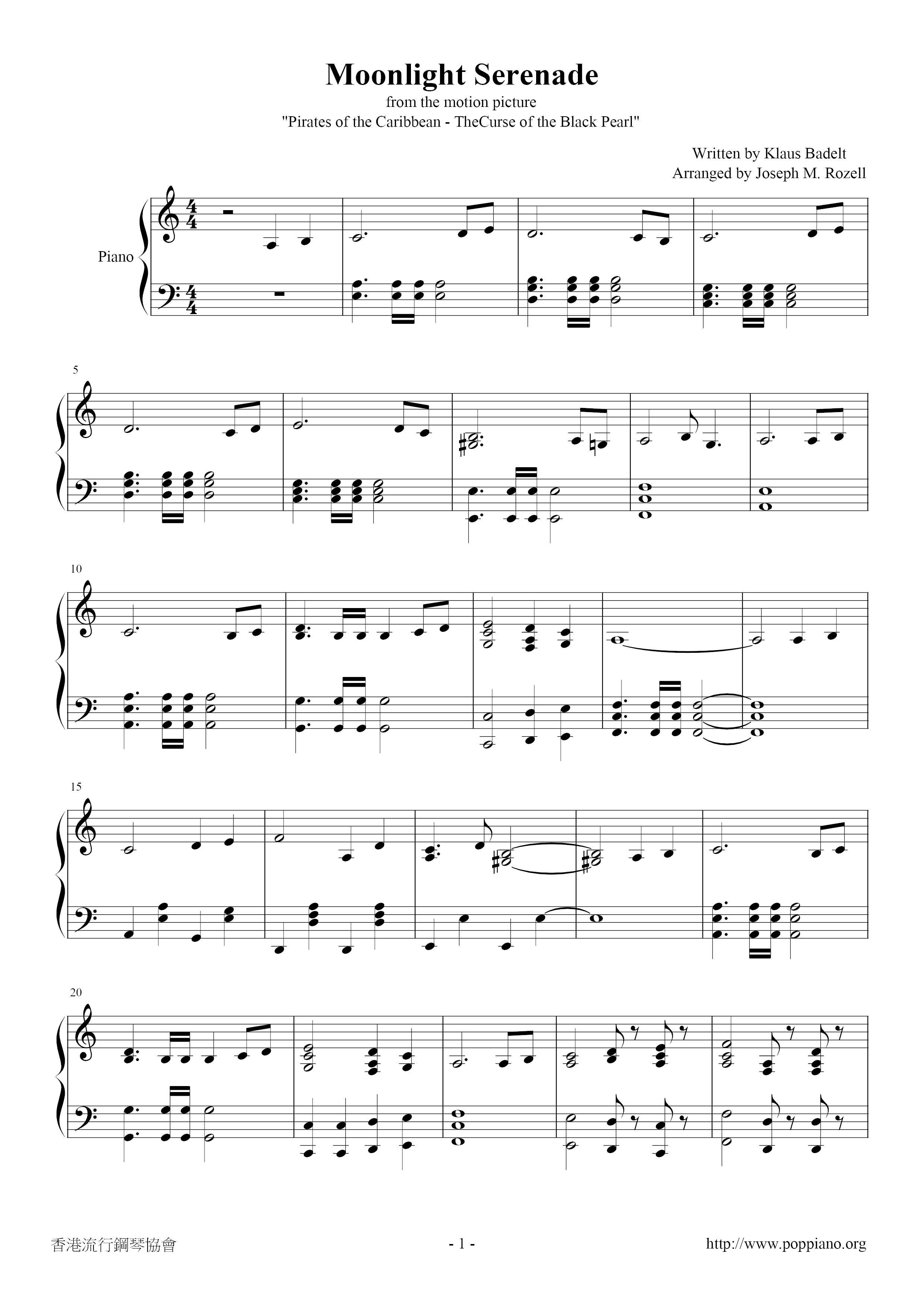 パイレーツオブカリビアン Moonlight Serenade ピアノ譜pdf 香港ポップピアノ協会 無料pdf楽譜ダウンロード Gakufu パイレーツオブカリビアン Moonlight Serenade ピアノ譜pdf 香港ポップピアノ協会 無料pdf楽譜ダウンロード Gakufu
