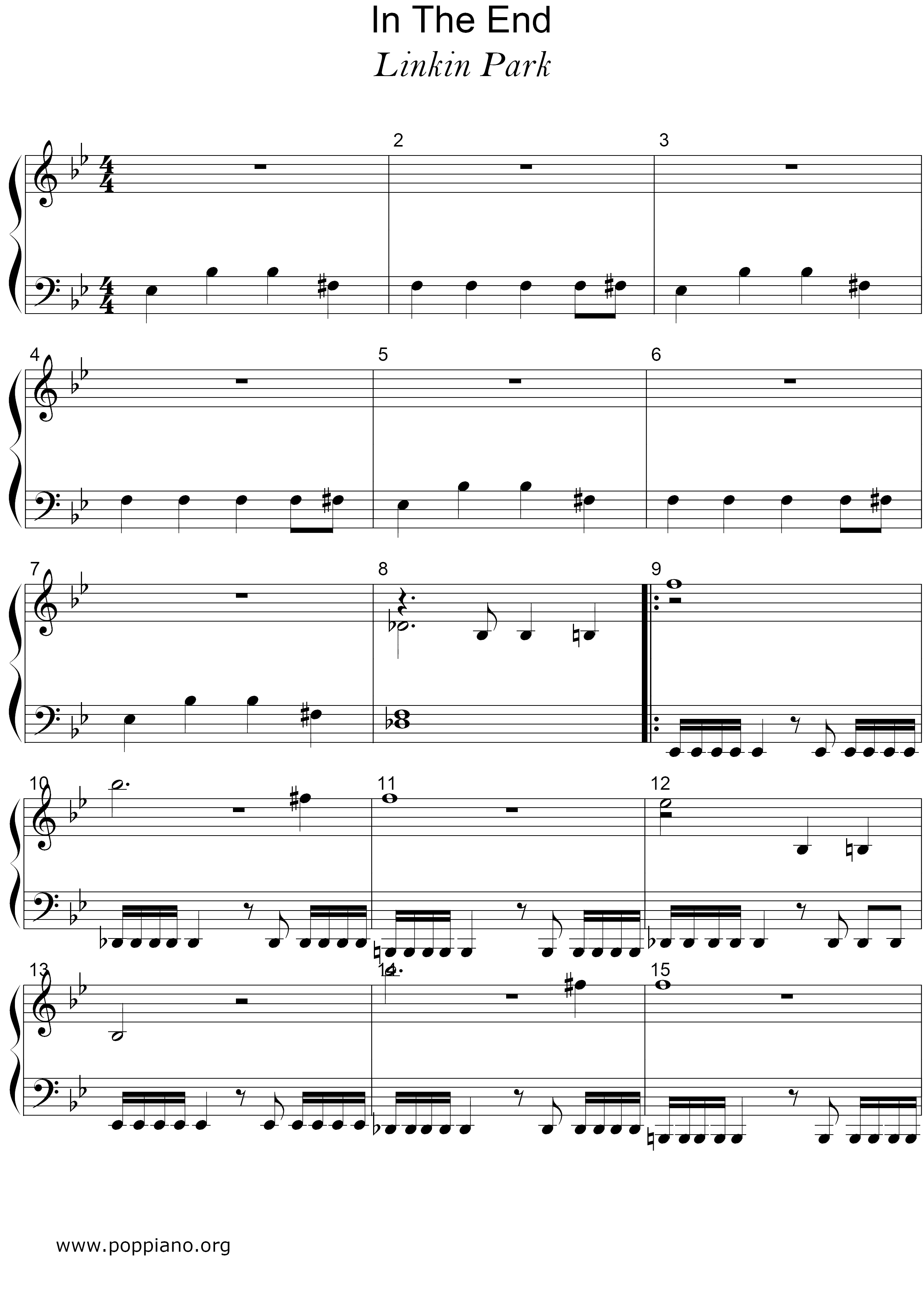 In The End by Linkin Park - Guitar Lead Sheet - Guitar Instructor