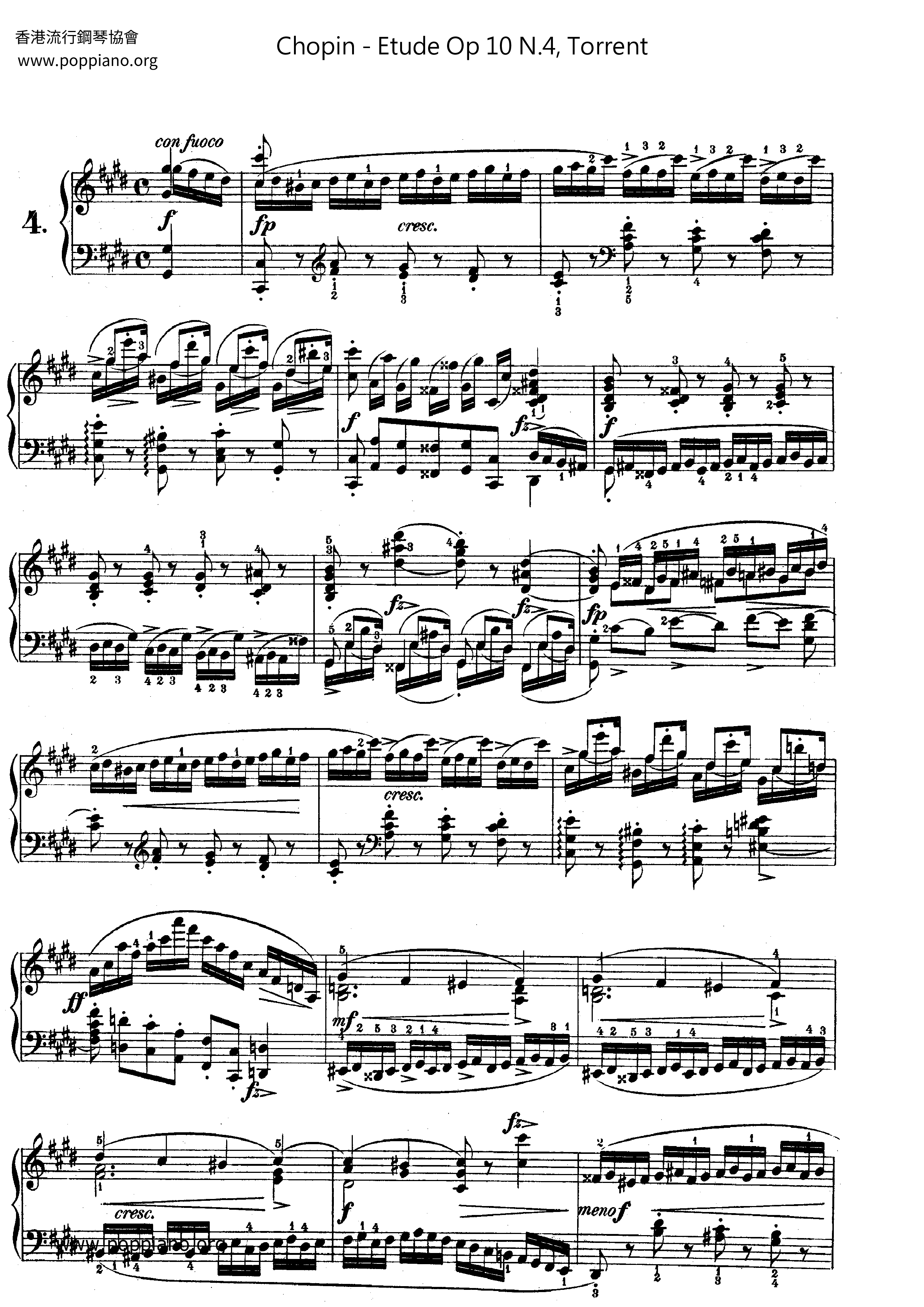 Frederic Chopin Etude Op 10 N 4 Torrent ピアノ譜pdf 香港ポップピアノ協会 無料pdf楽譜 ダウンロード Gakufu