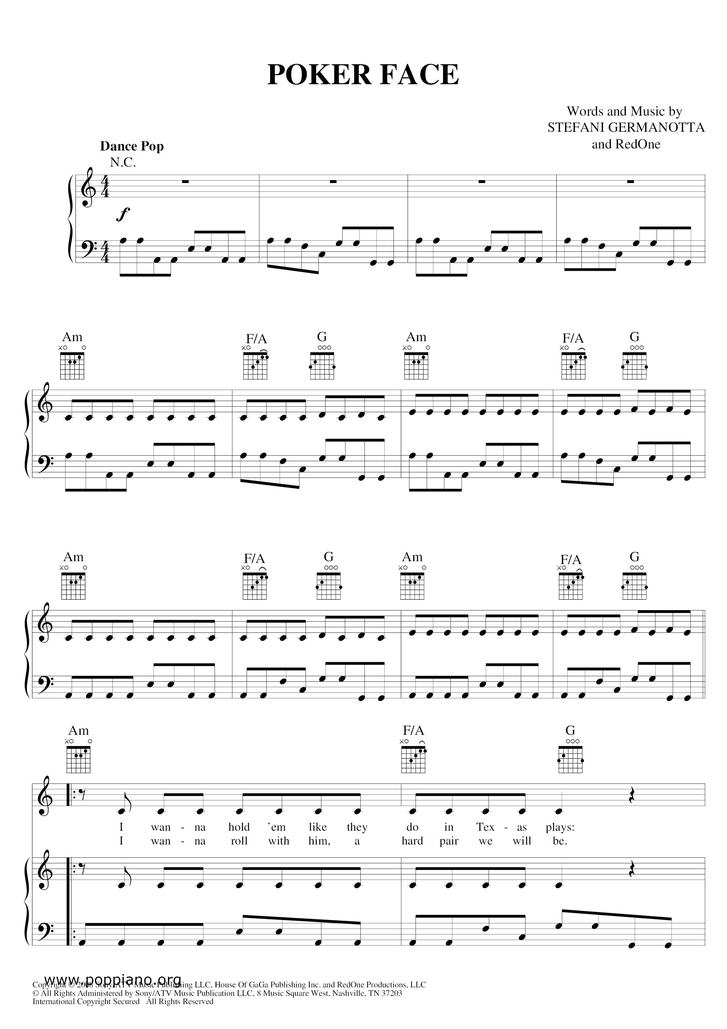 Lady Gaga Poker Face Sheet Music Pdf レディー ガガ Free Score Download Lady Gaga Poker Face Sheet Music Pdf レディー ガガ Free Score Download