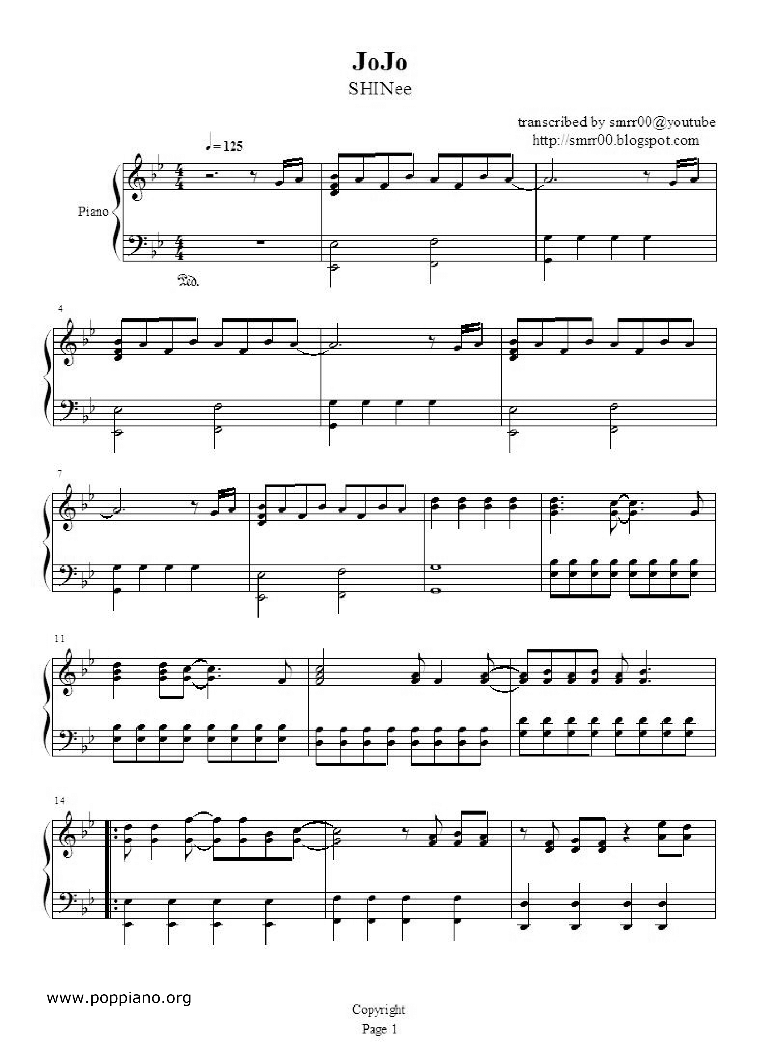 SHINeeJojo Sheet Music pdf, Free Score Download ★