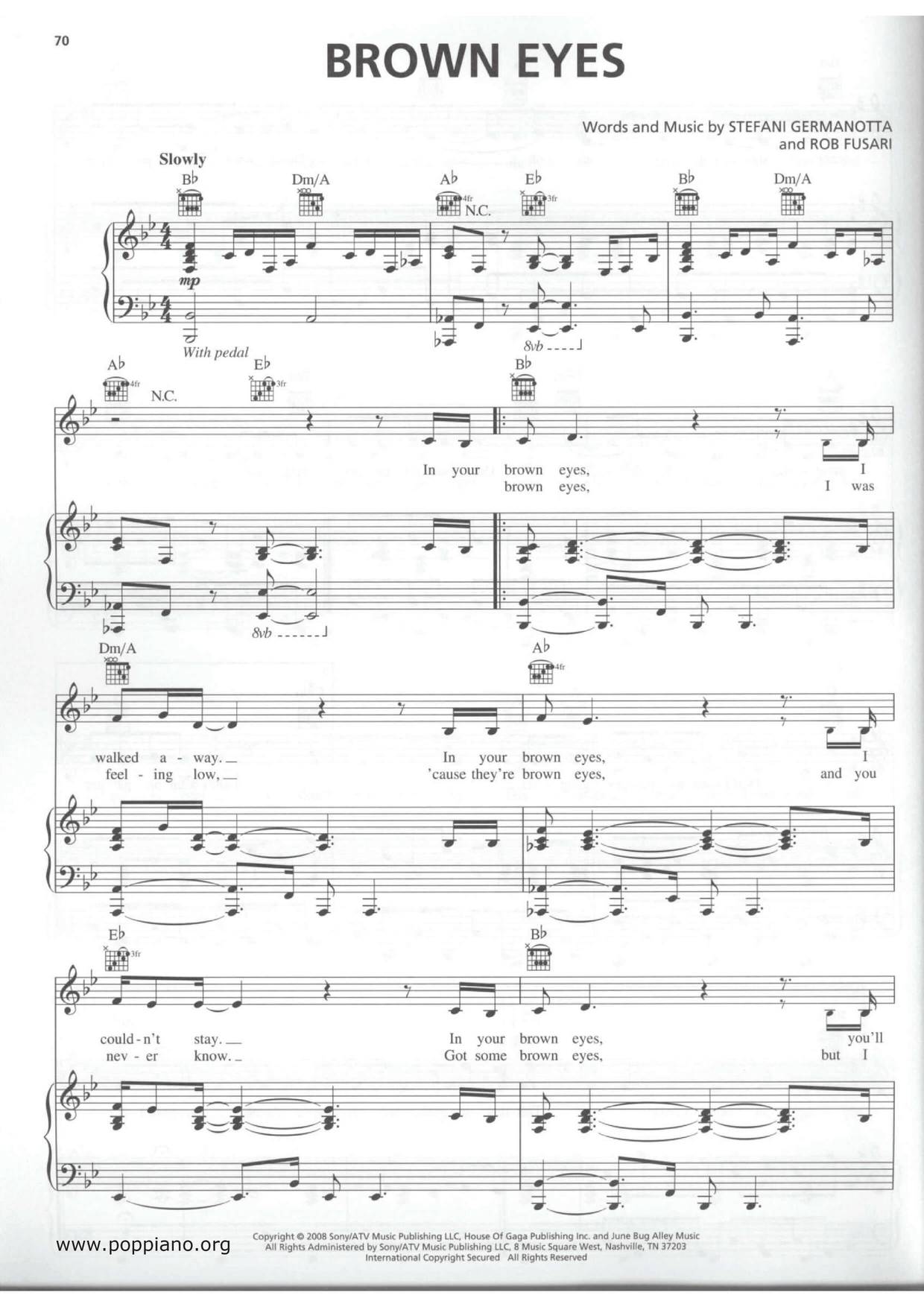 Lady Gaga Brown Eyes Sheet Music Pdf レディー ガガ Free Score Download Lady Gaga Brown Eyes Sheet Music Pdf レディー ガガ Free Score Download