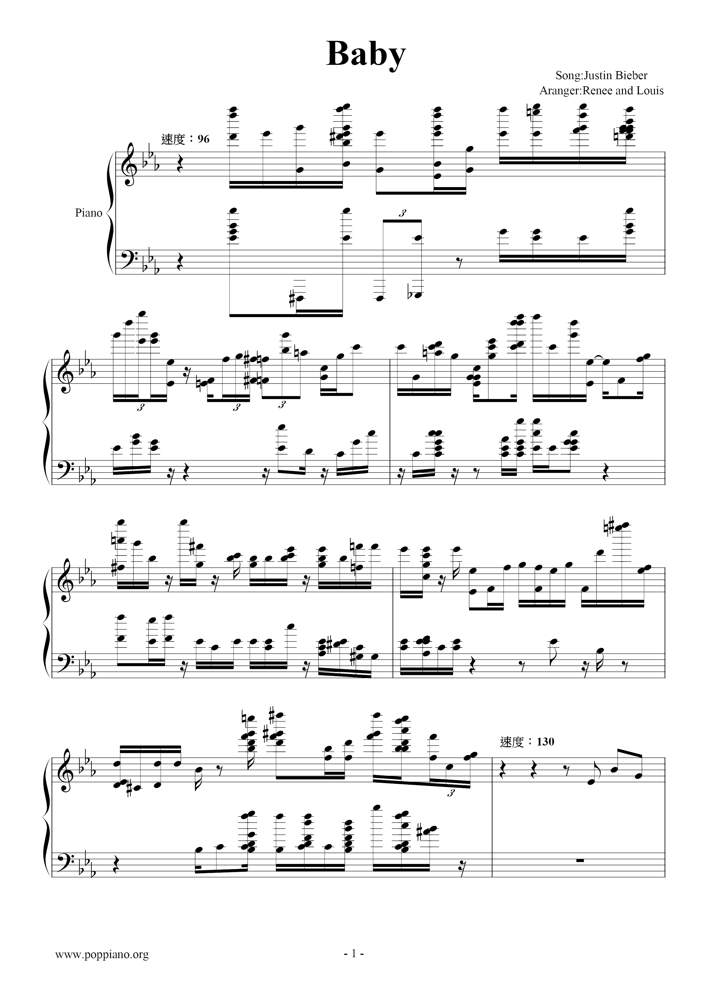 Justin Bieber Baby Sheet Music Pdf Free Score Download