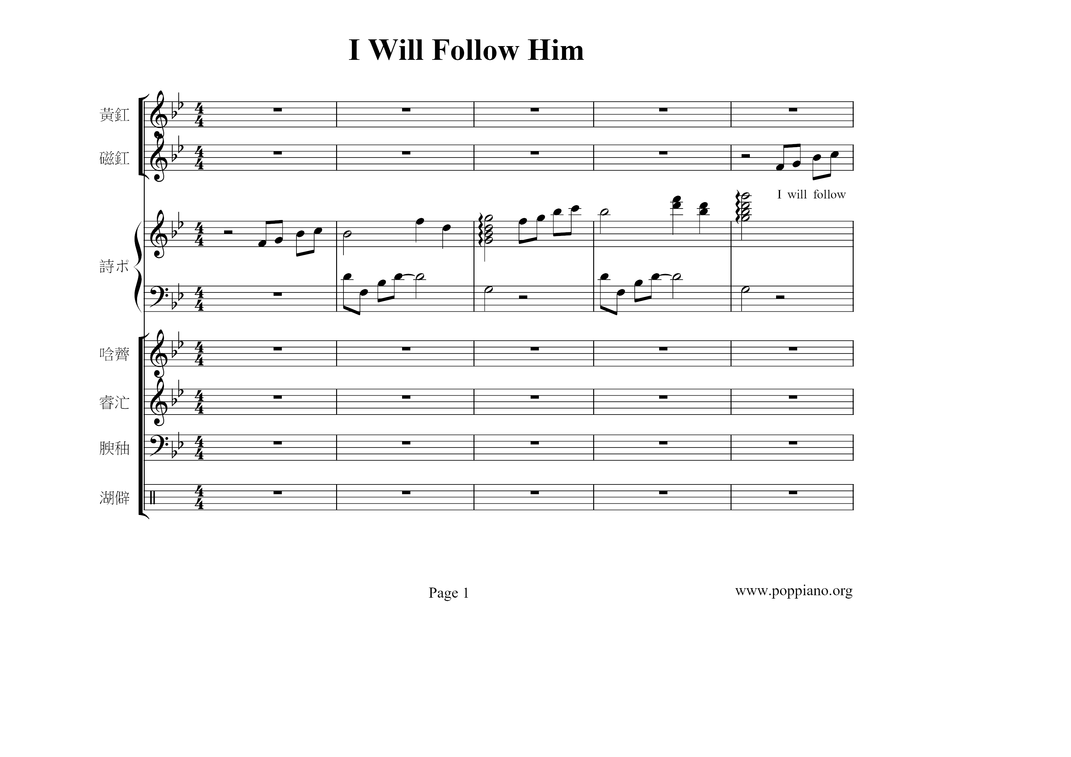 I Will Follow Him Noten Chor Kostenlos www.poppiano.org