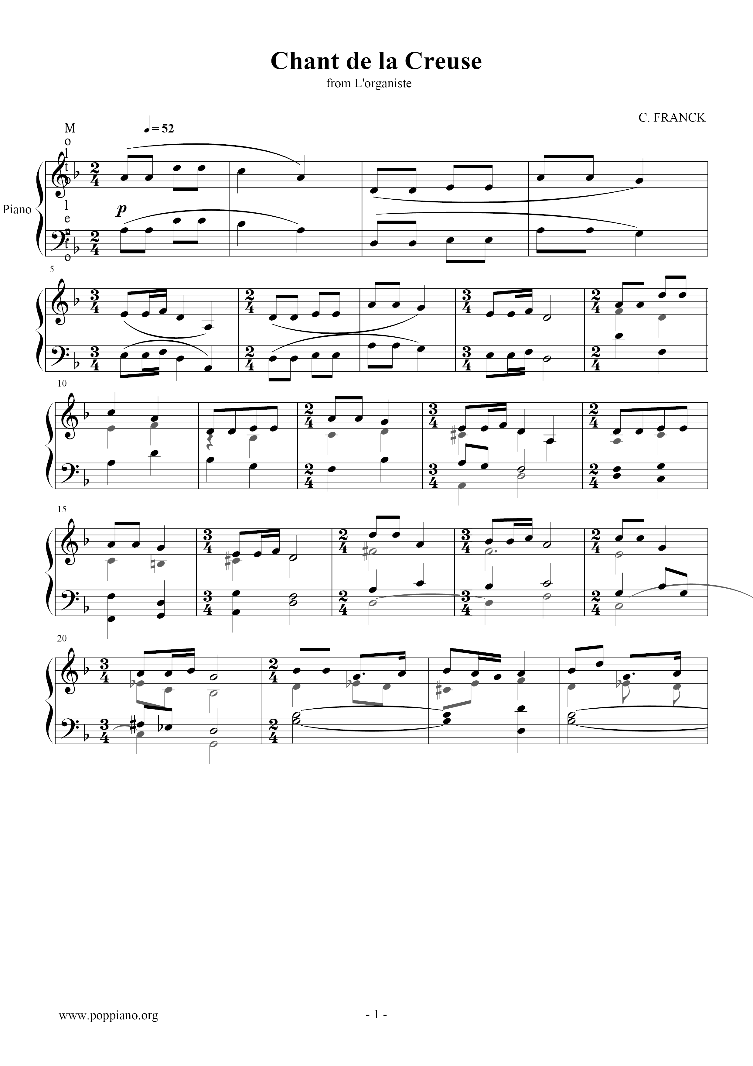 Chant de la Creuse琴譜