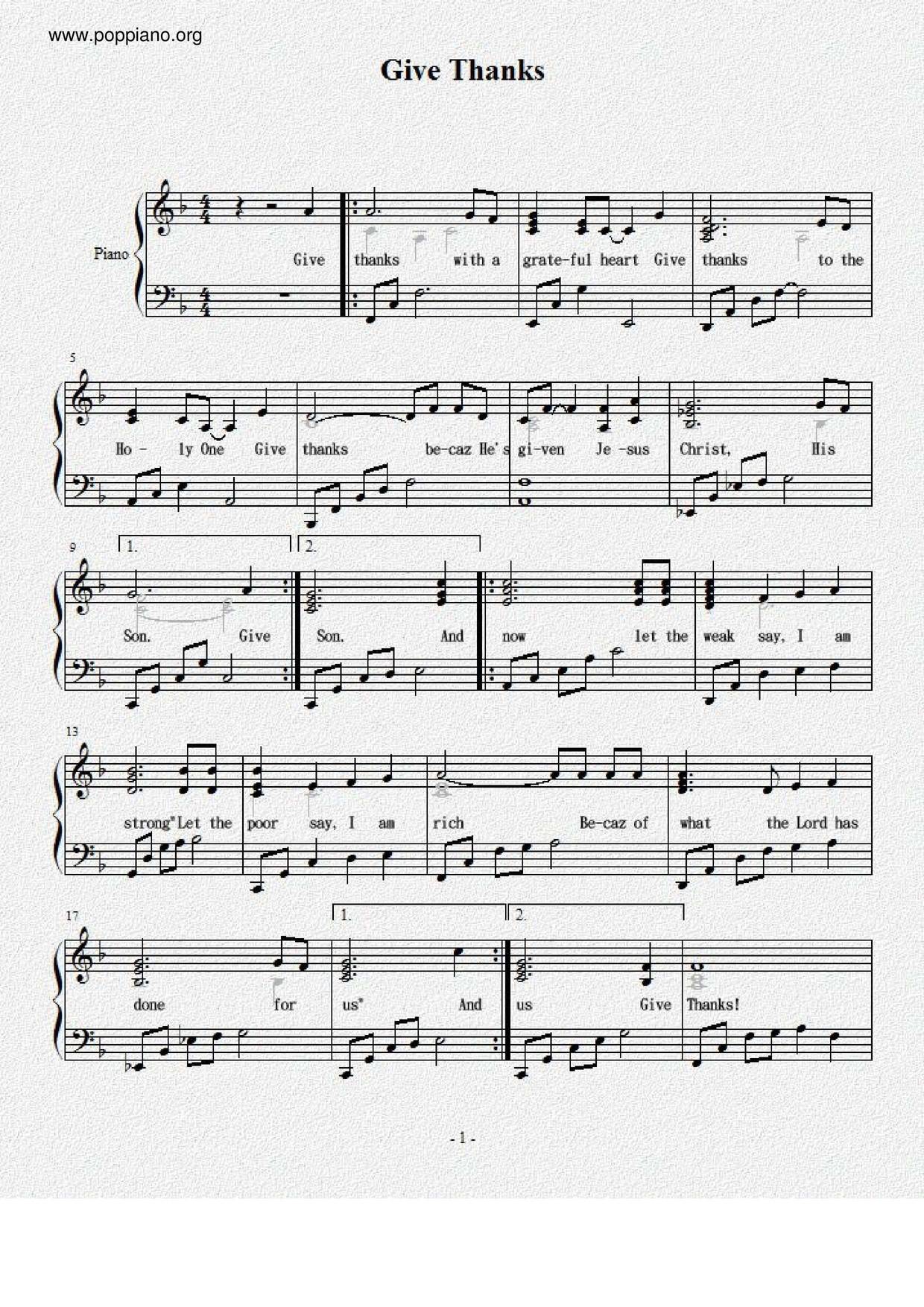 Hymn-Give Thanks Sheet Music pdf, - Free Score Download ★