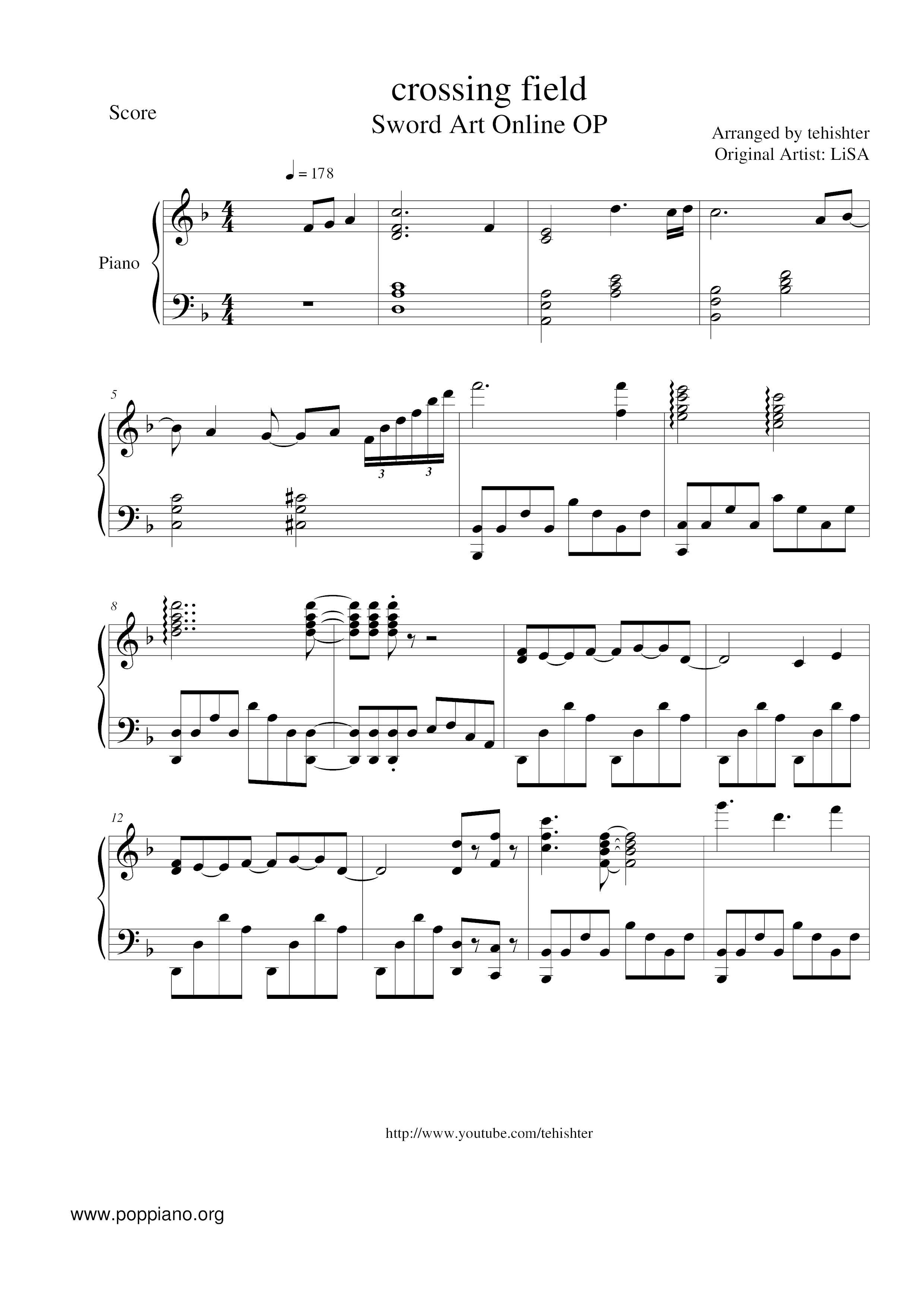 刀劍神域 Crossing Fieldall Versions Sheet Music Piano Score Free Pdf Download Hk Pop Piano Academy