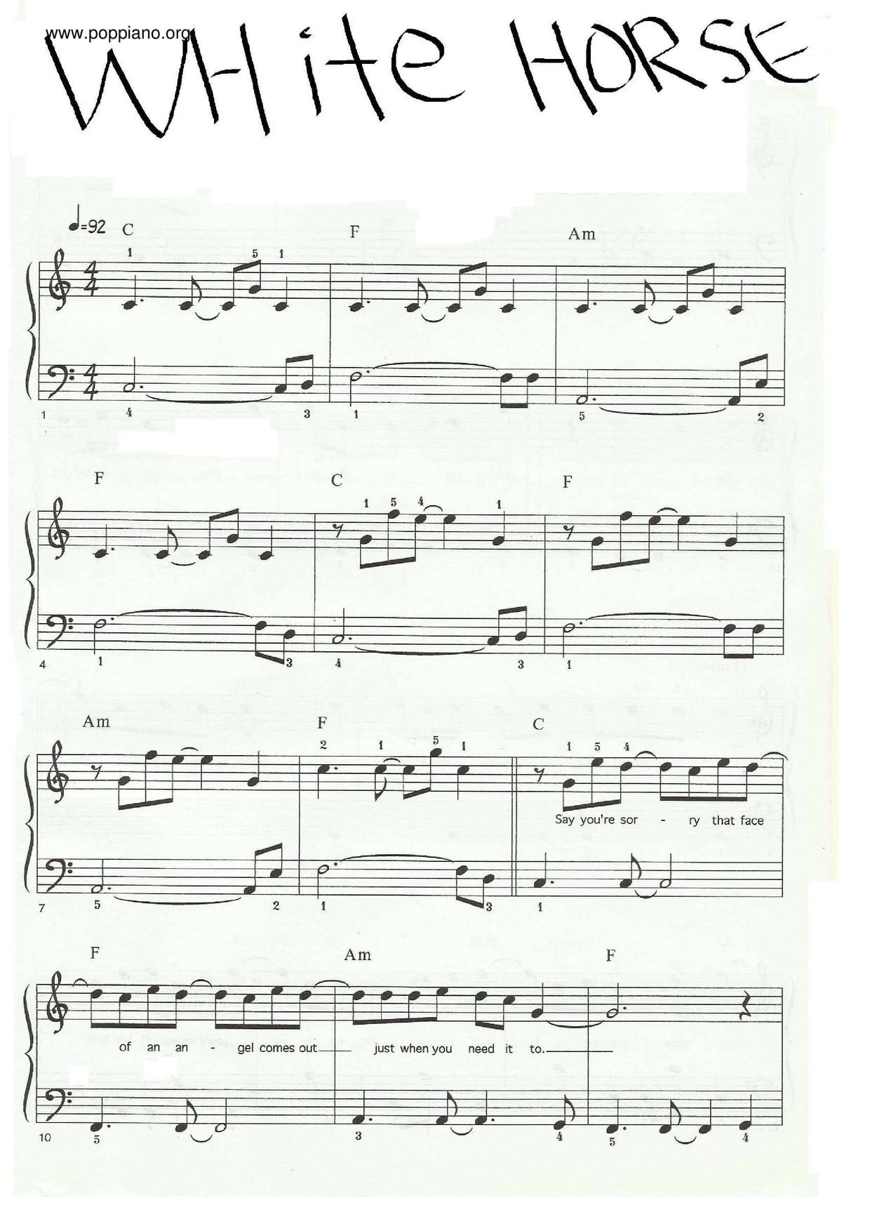 Taylor Swiftwhite horse Sheet Music pdf, Free Score Download ★