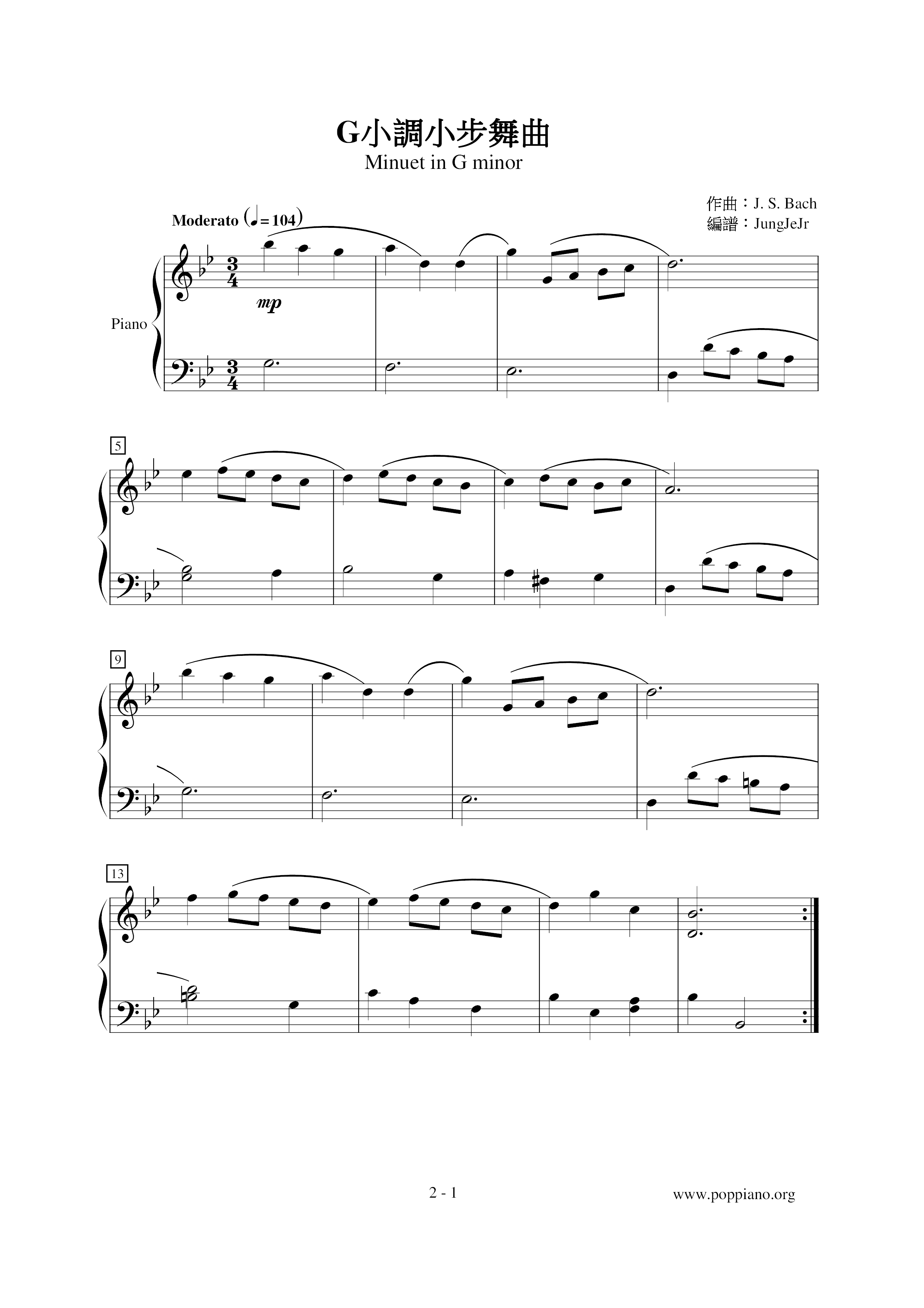 Minuet Bach G Minor