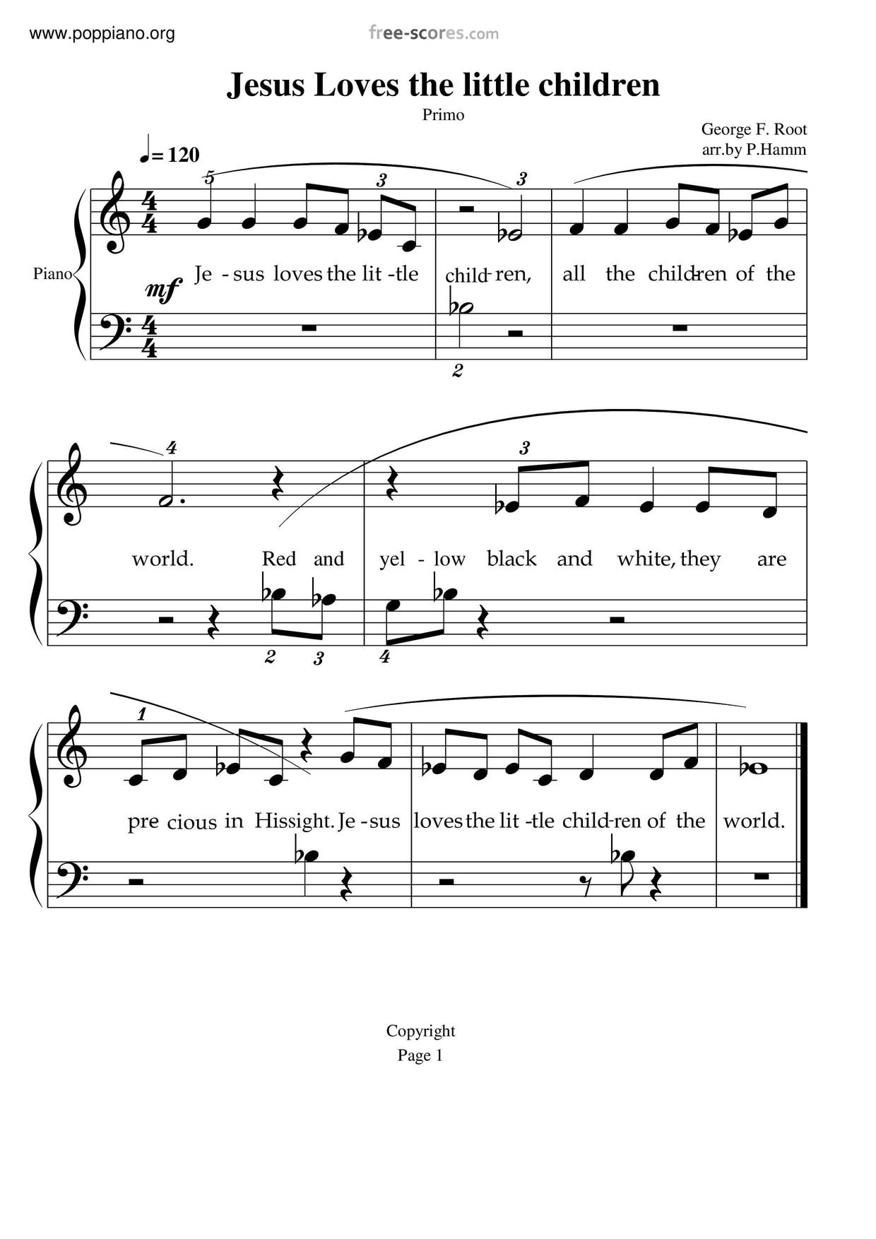 Hymn Jesus Loves The Little Children Sheet Music Pdf Free Score Download