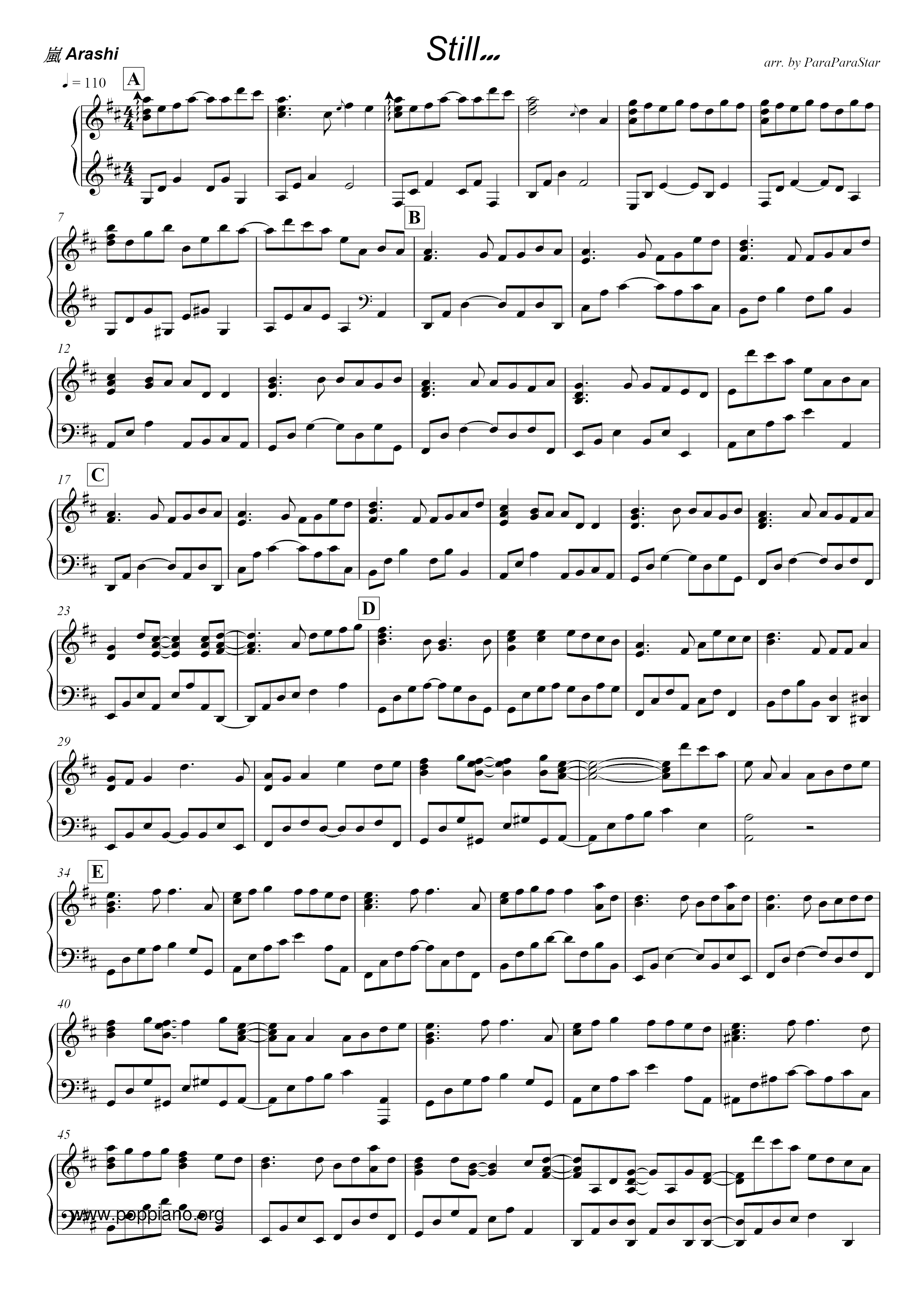 Arashi Still Sheet Music Pdf あらし Free Score Download Arashi Still Sheet Music Pdf あらし Free Score Download