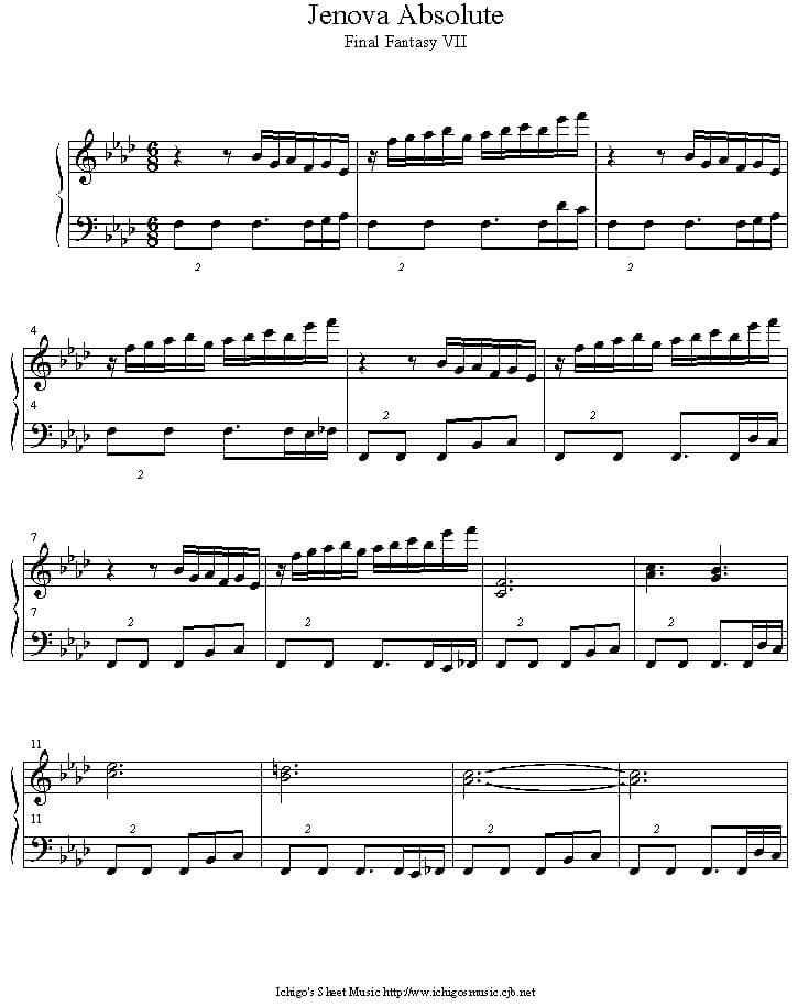 Final Fantasy Vii Jenova Absolute Sheet Music Pdf Free Score Download