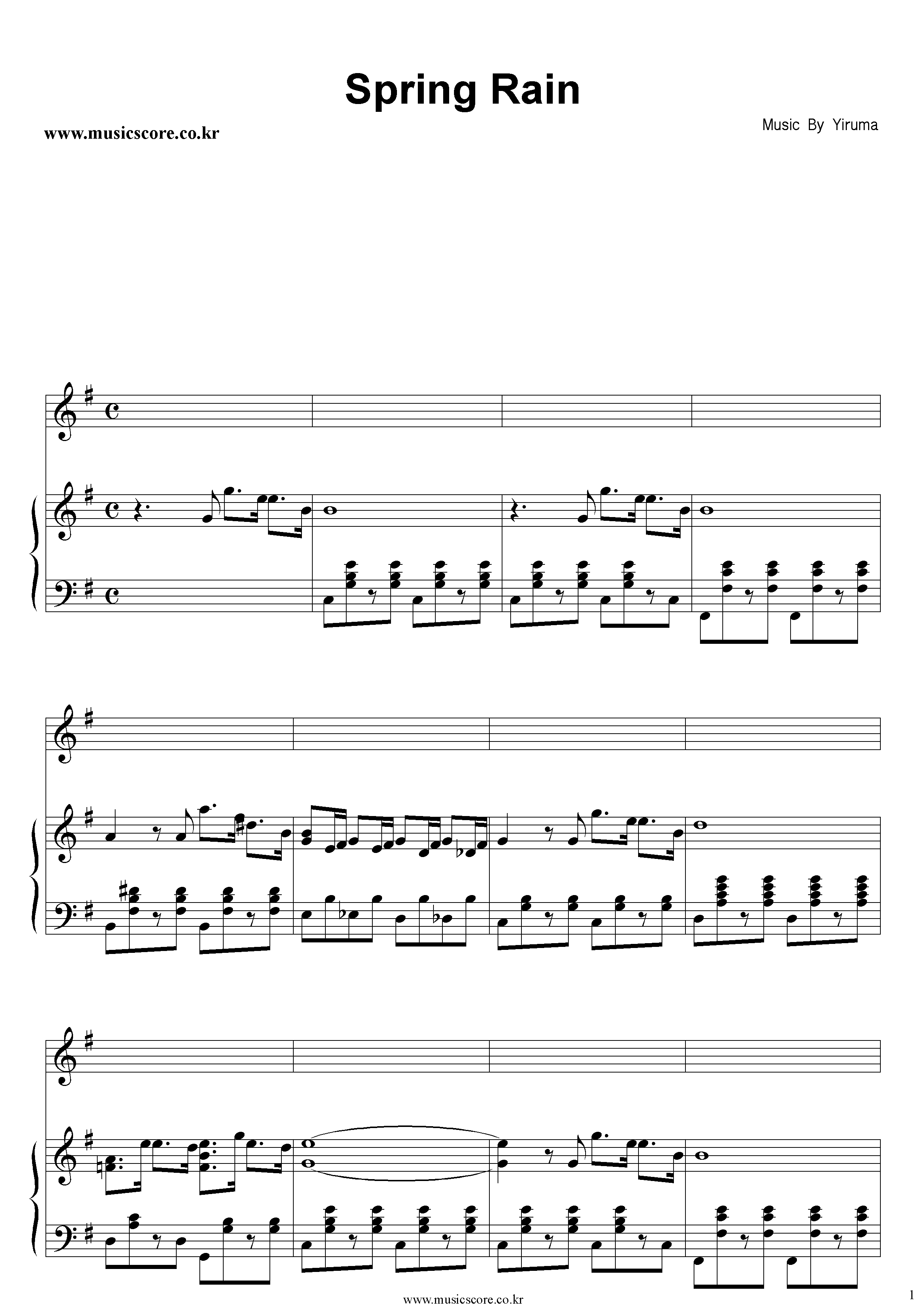 Yiruma Spring Rain ピアノ譜pdf 香港ポップピアノ協会 無料pdf楽譜ダウンロード Gakufu