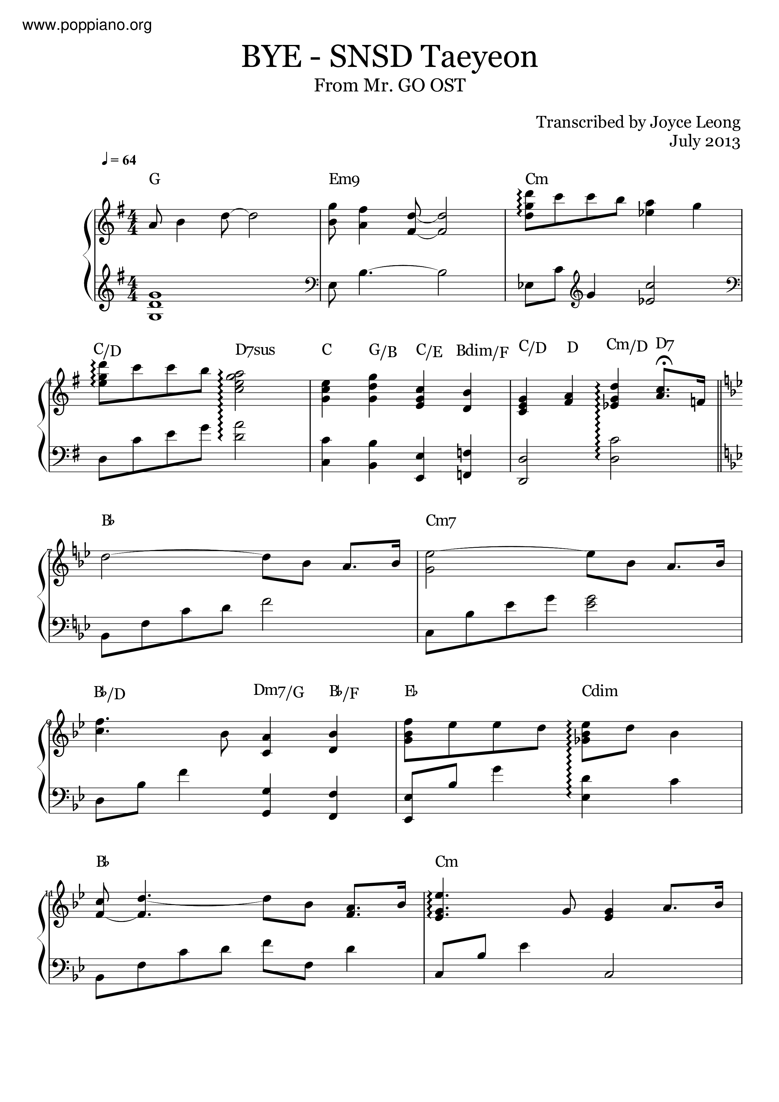 Taeyeon If Piano Sheet Music