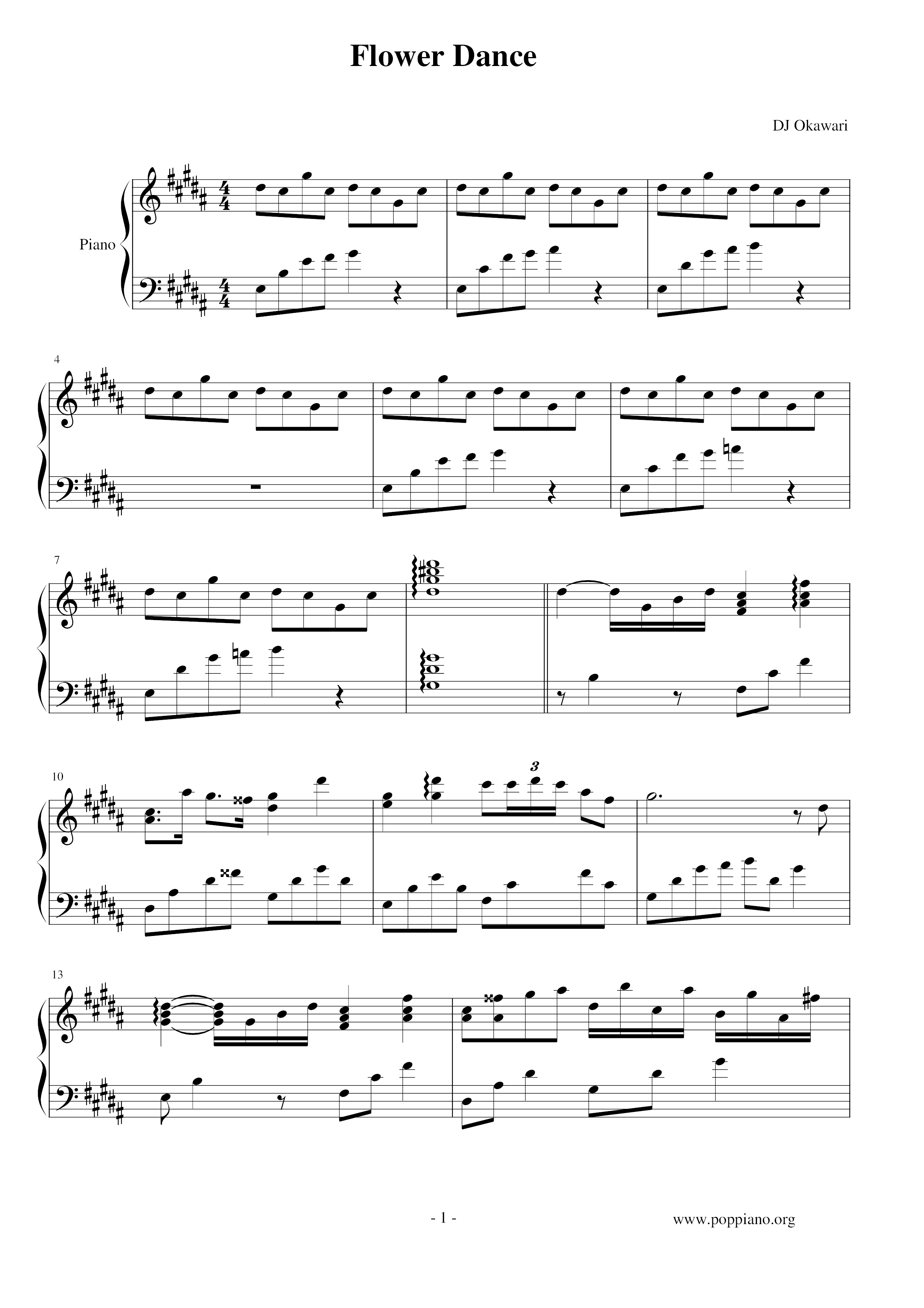 Dj Okawari Flower Dance Sheet Music Pdf 악보 Dj Okawari Free Score Download