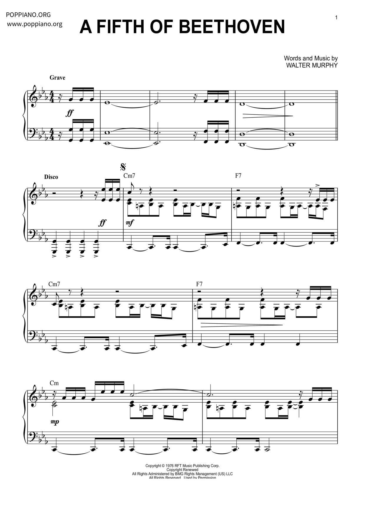 A Fifth Of Beethoven琴譜