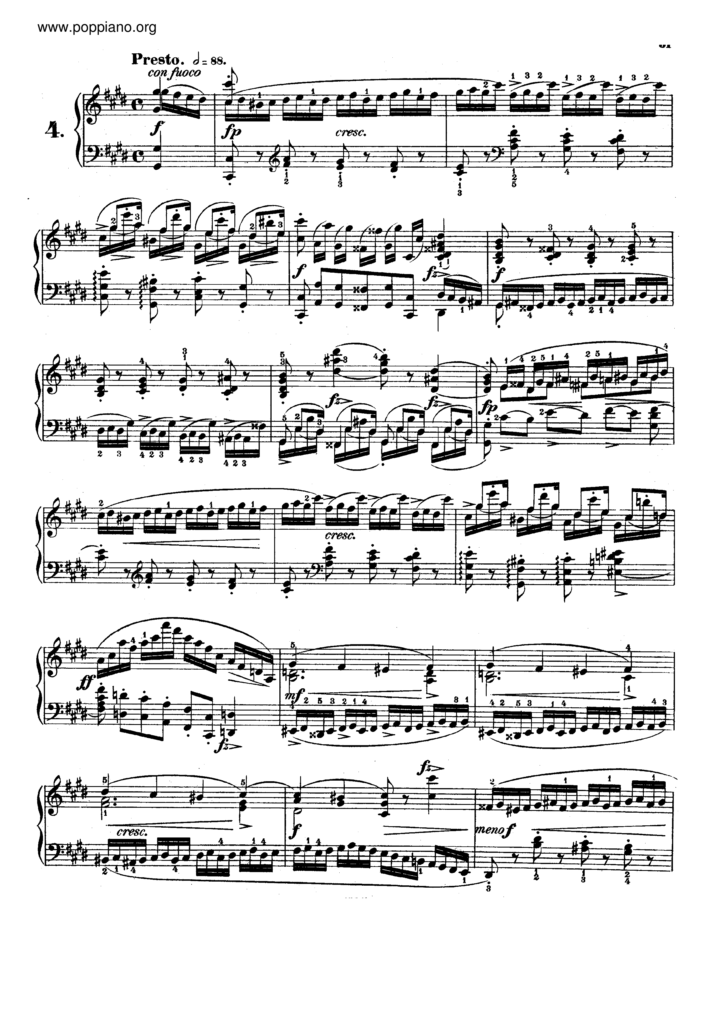 ☆フレデリック・ショパン - Op. 10, Etude No. 4 ピアノ譜pdf