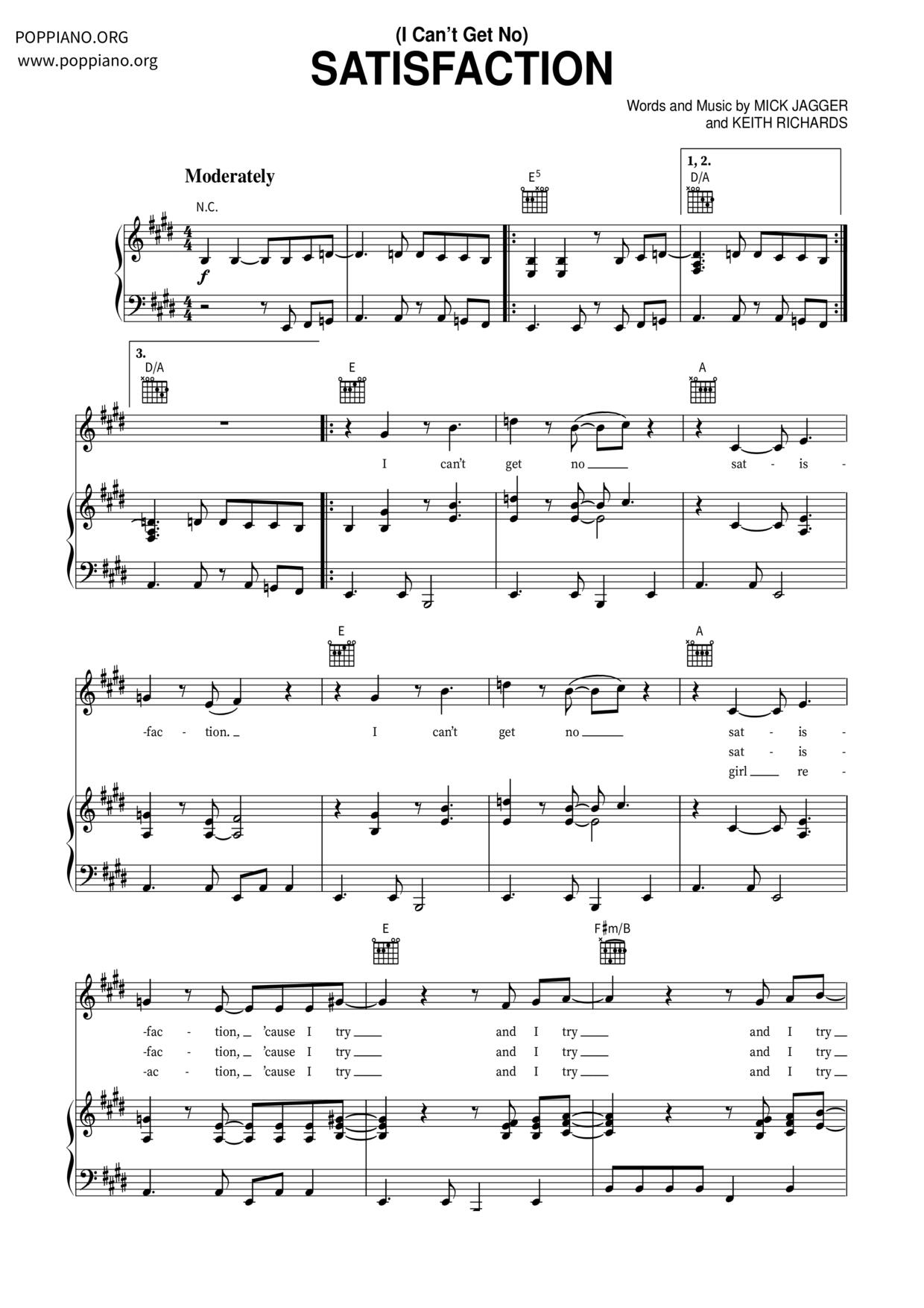 (I Can't Get No) Satisfaction琴譜