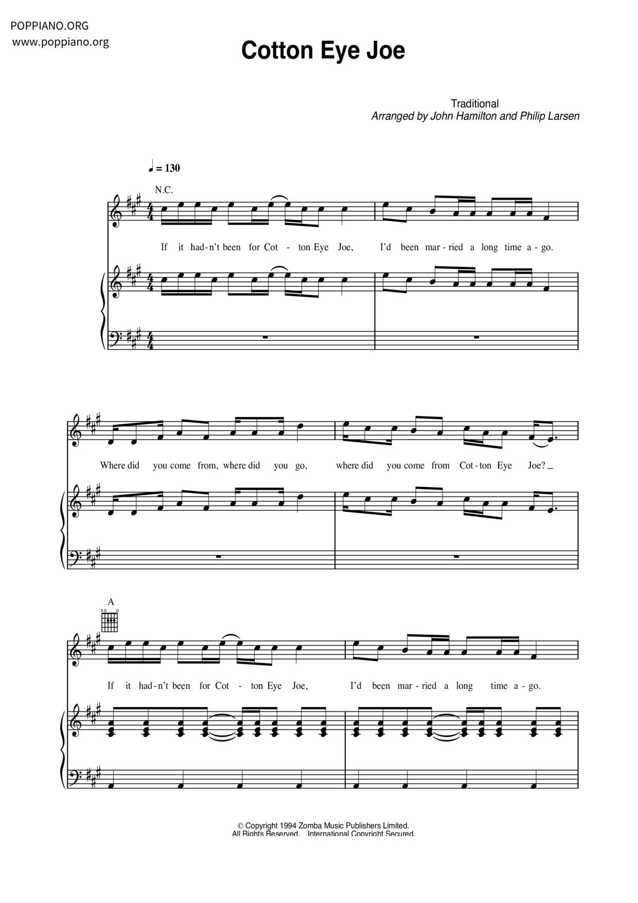 Cotton Eye Joe琴譜
