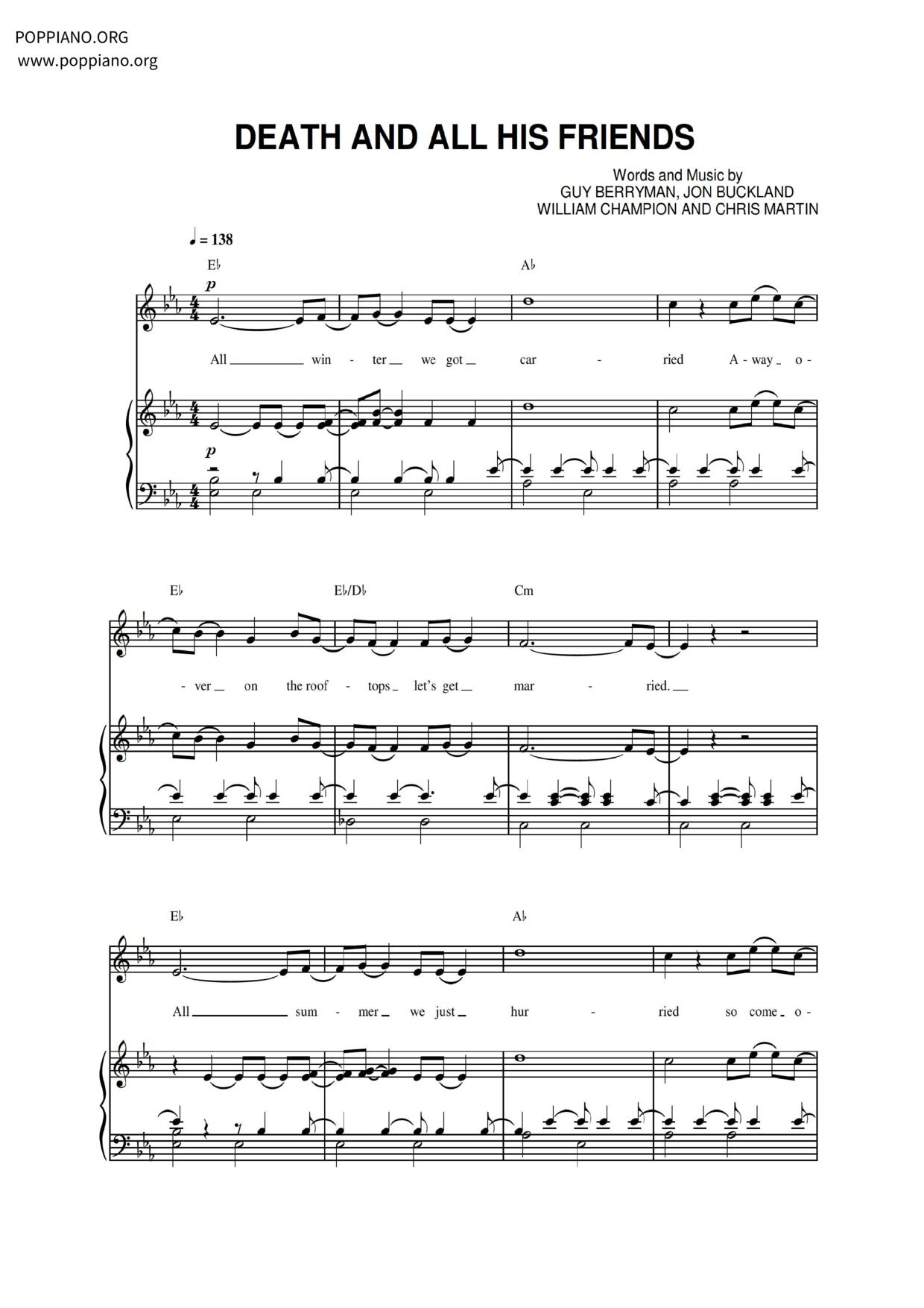 Death And All His Friends琴譜