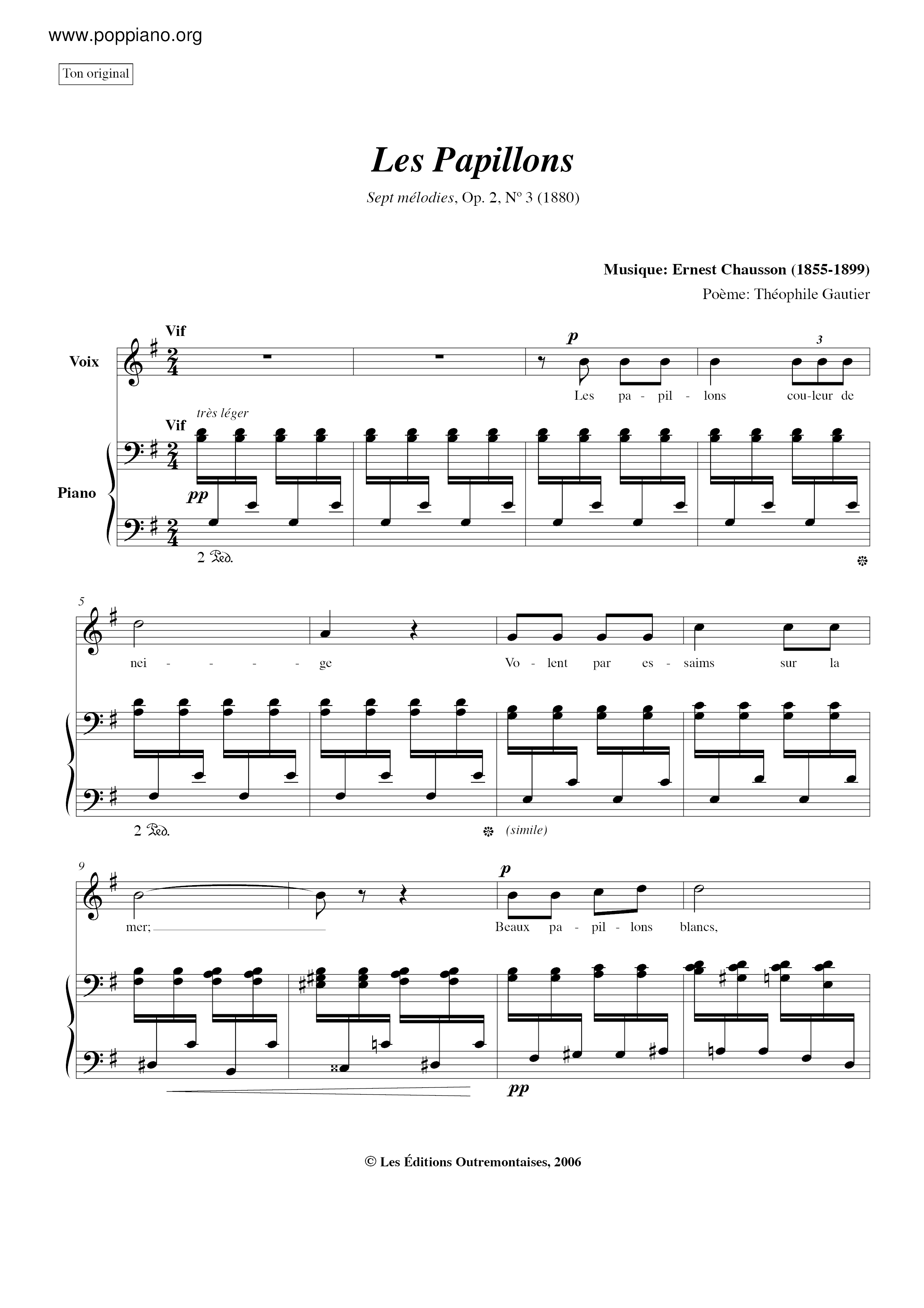 No. 3: Les Papillons琴譜
