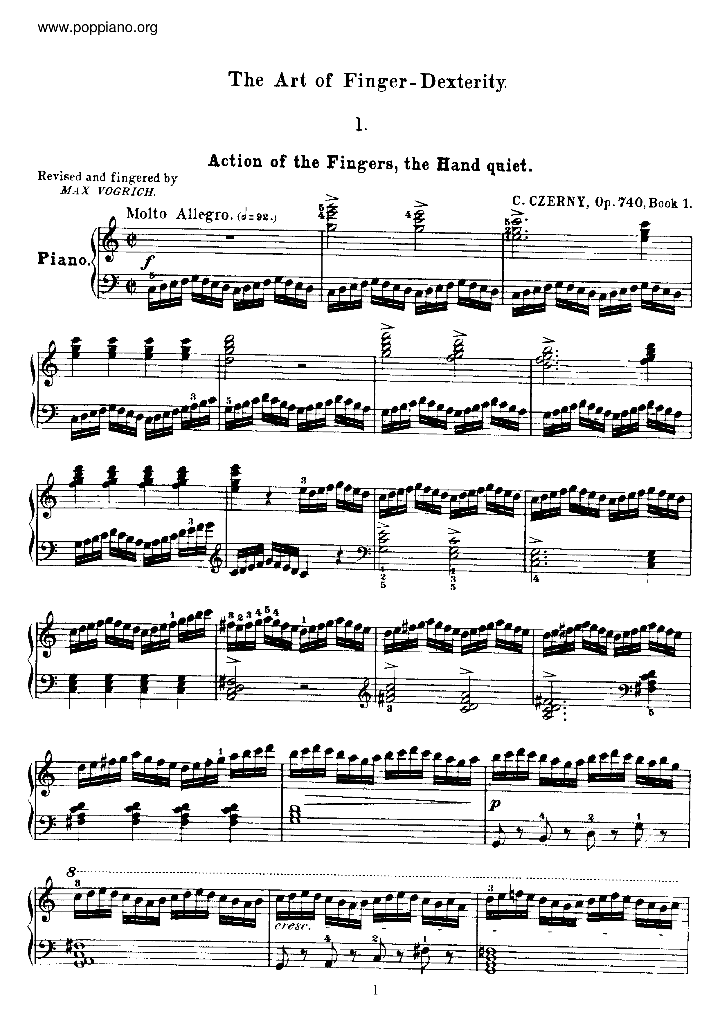 The Art Of Finger Dexterity, Op.740 book 1琴譜
