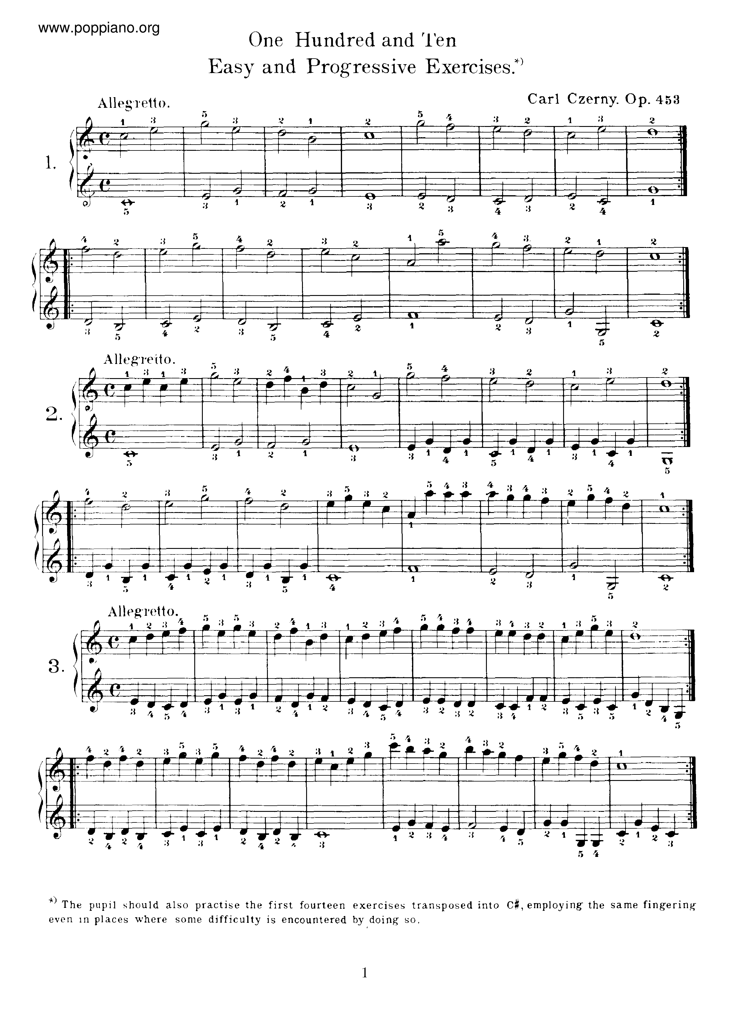 110 Progressive Excercises, Op.453琴譜
