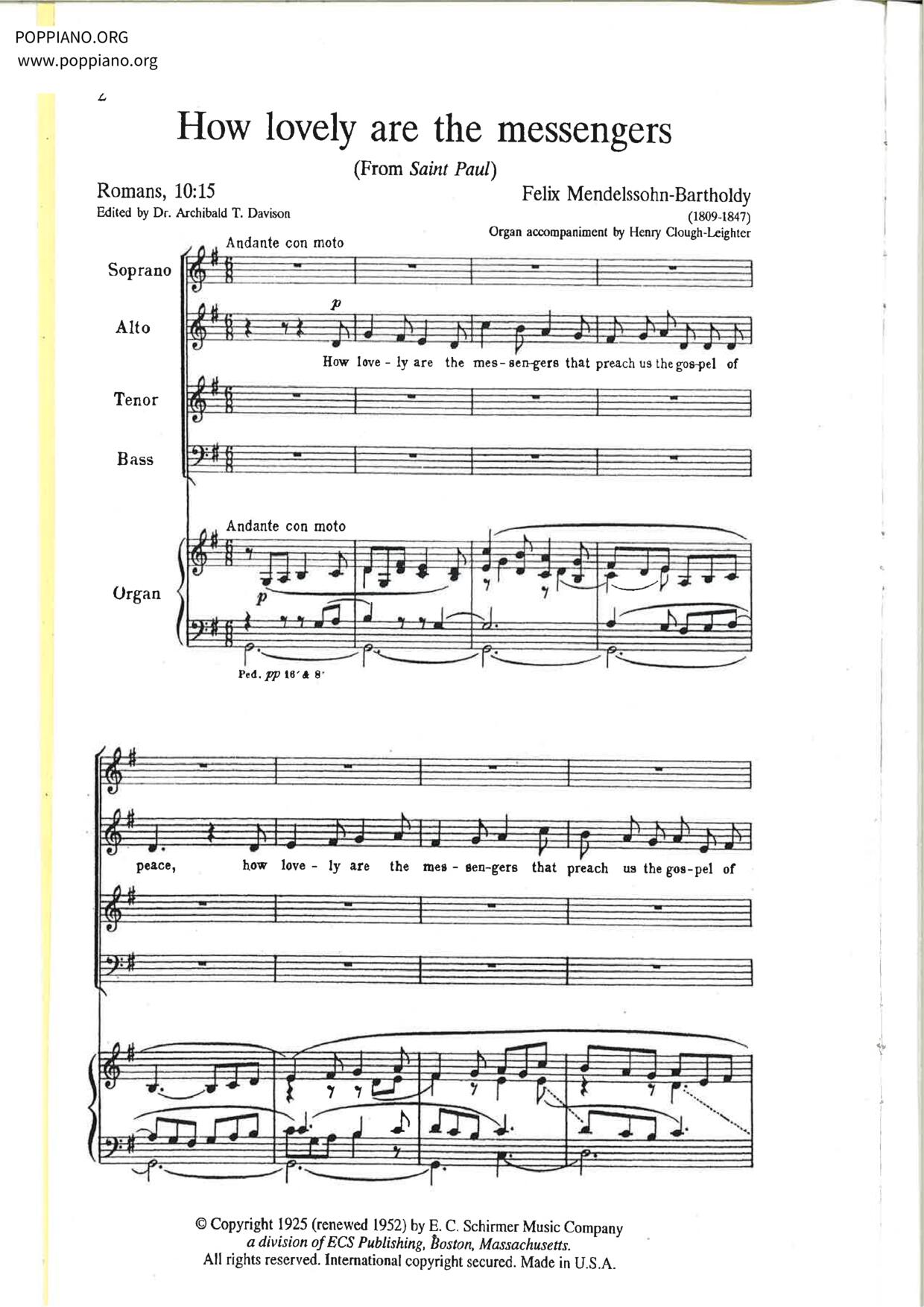 How Lovely Are The Messengers琴譜
