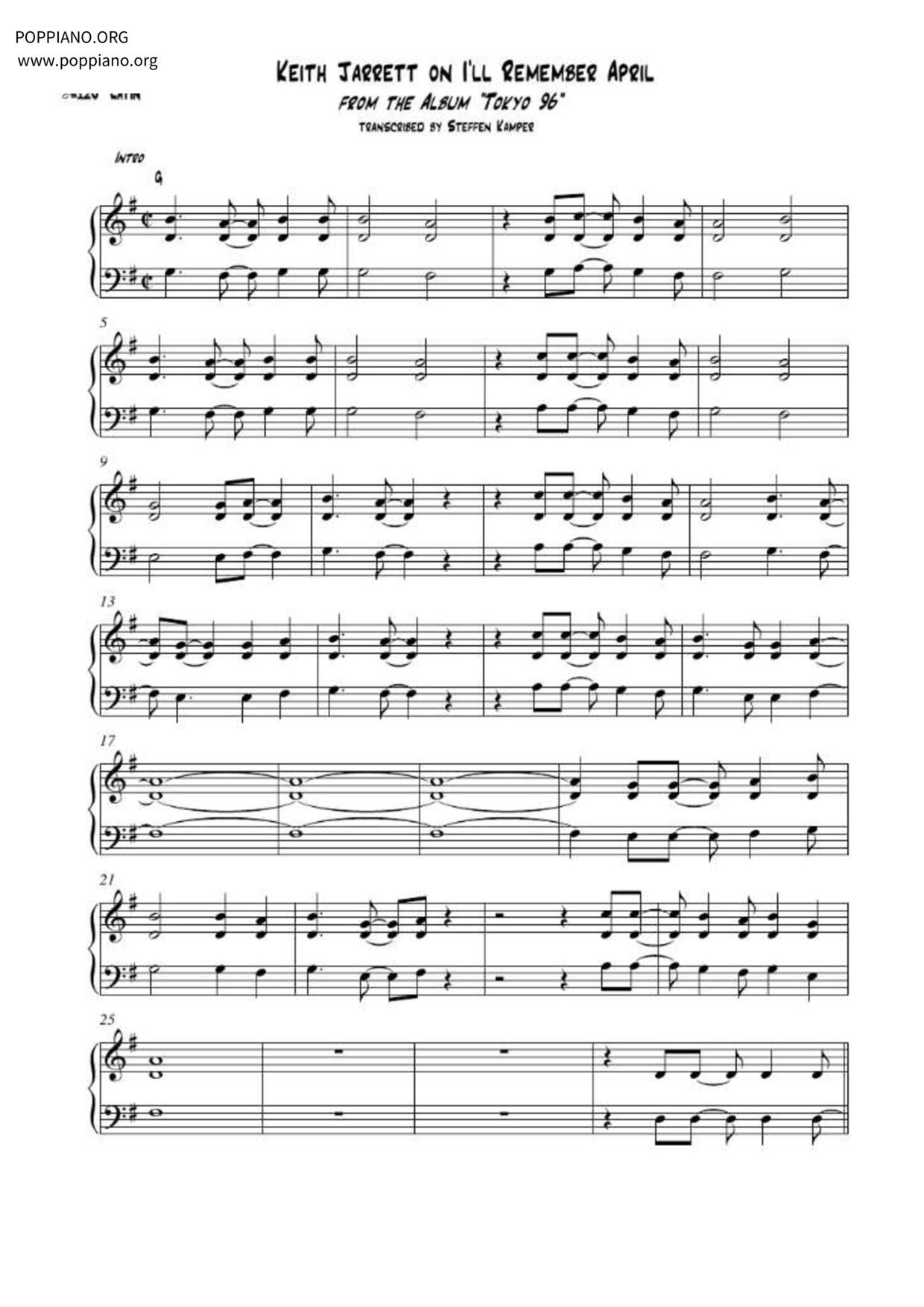 I'll Remember April琴譜