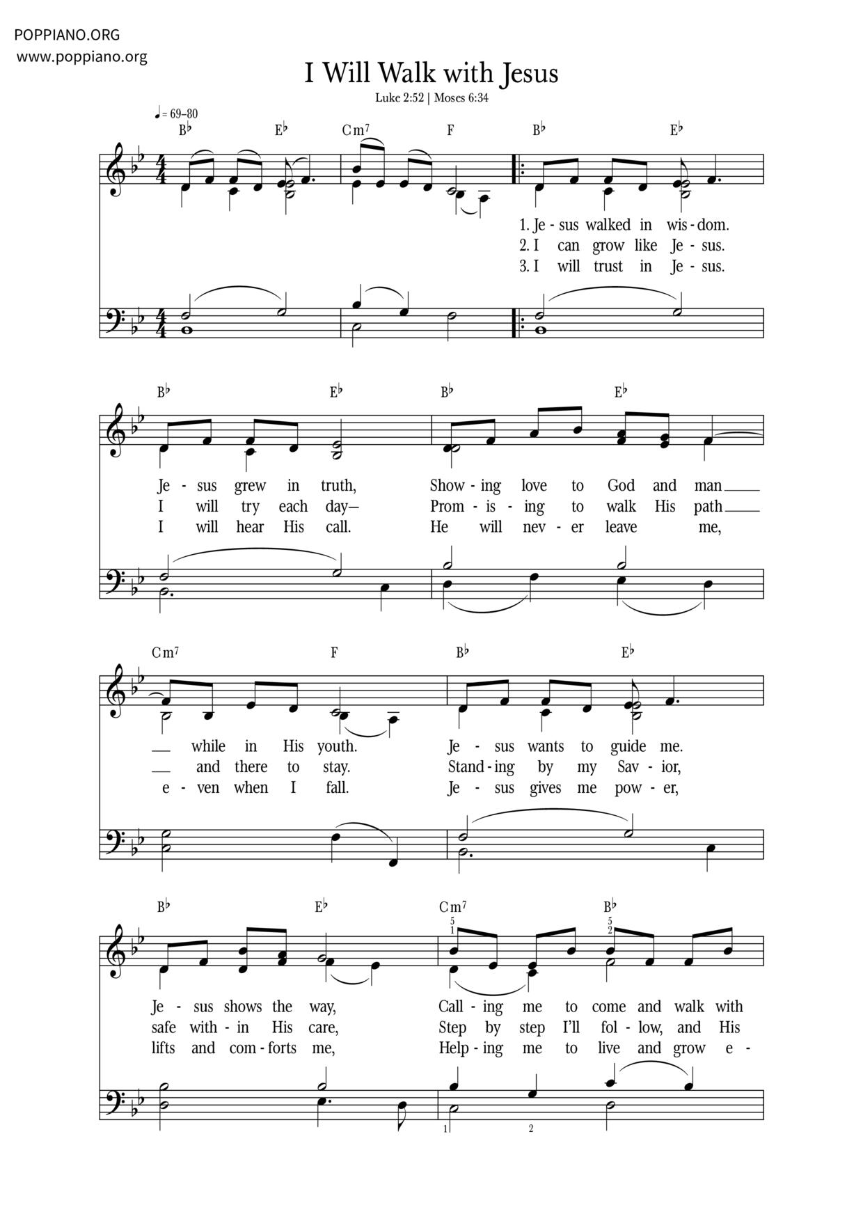 I Will Walk With Jesus琴譜