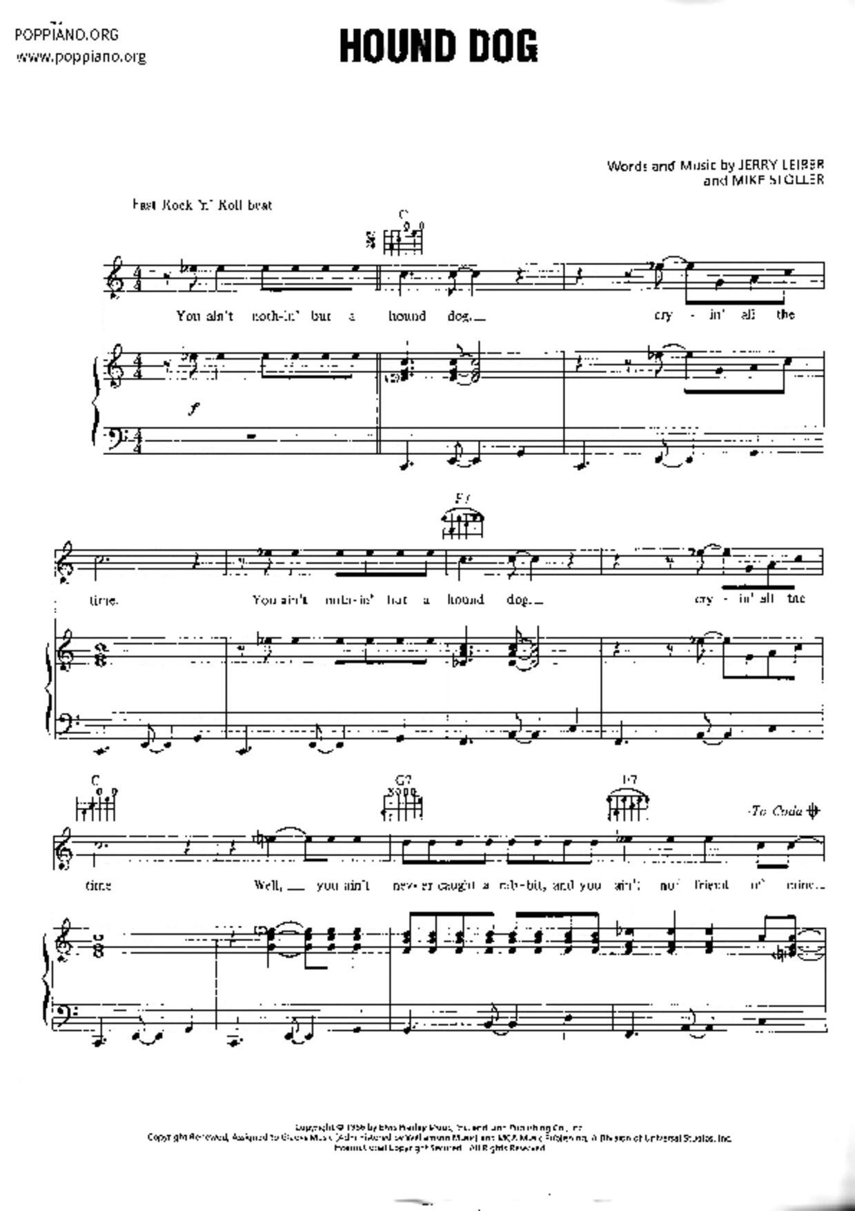Hound Dog (From “Grease”)琴譜