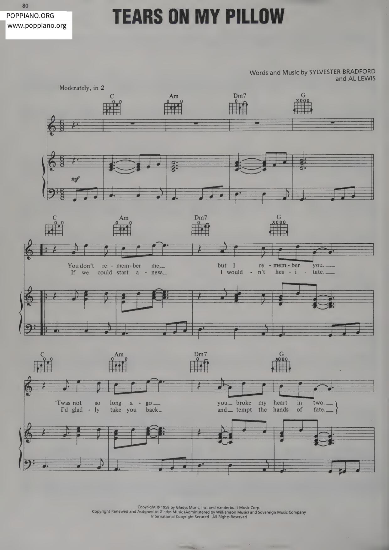 Tears On My Pillow - From “Grease”琴譜