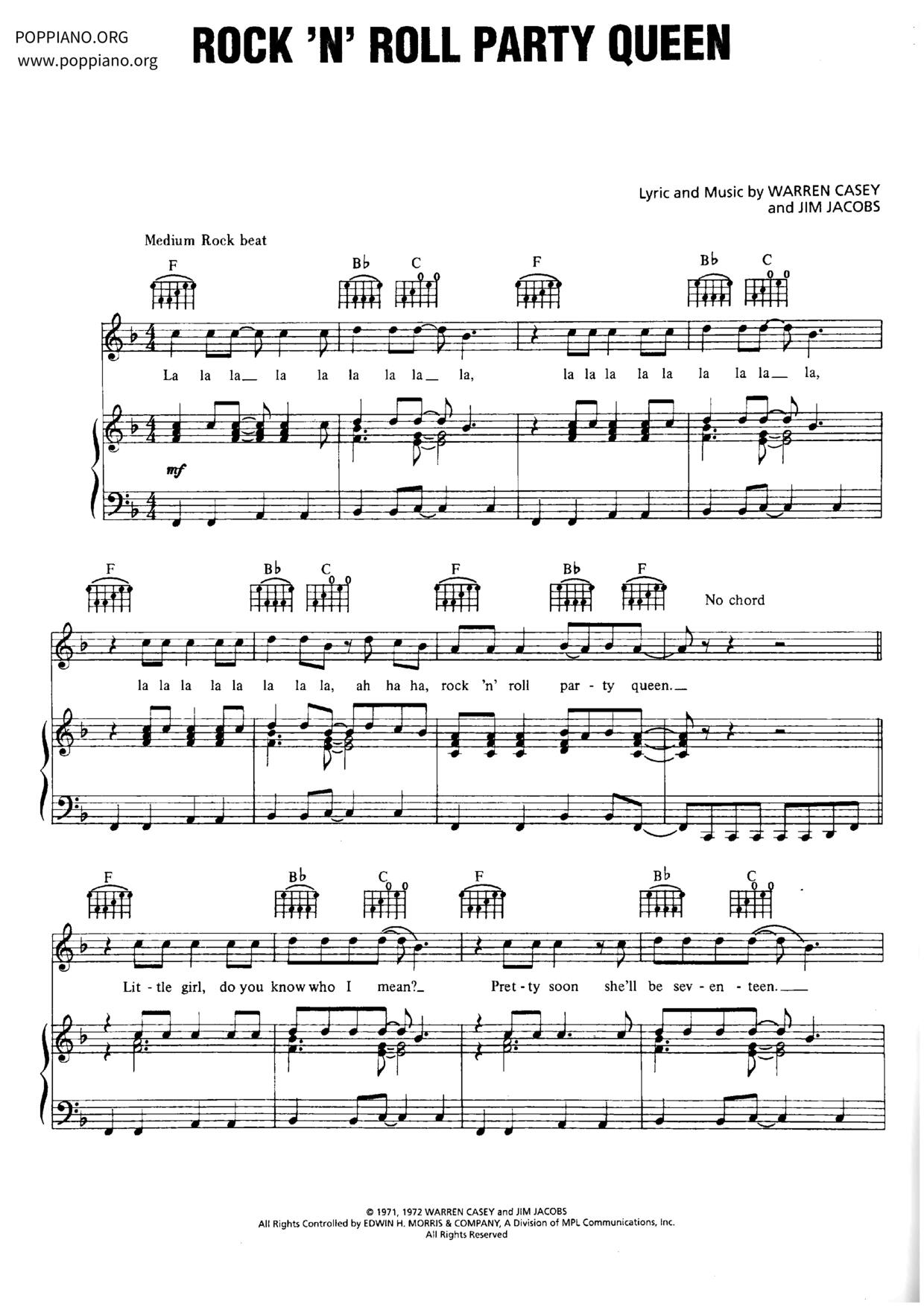 Rock N' Roll Party Queen - From “Grease”琴譜