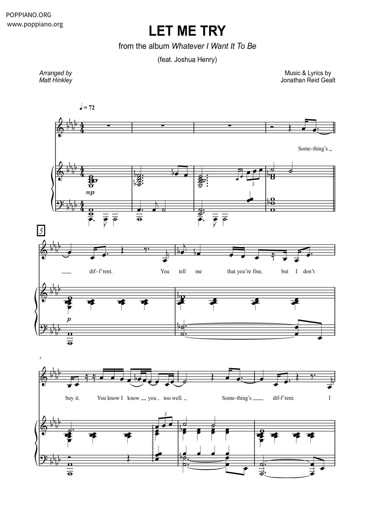 Let Me Try (feat. Joshua Henry)琴譜