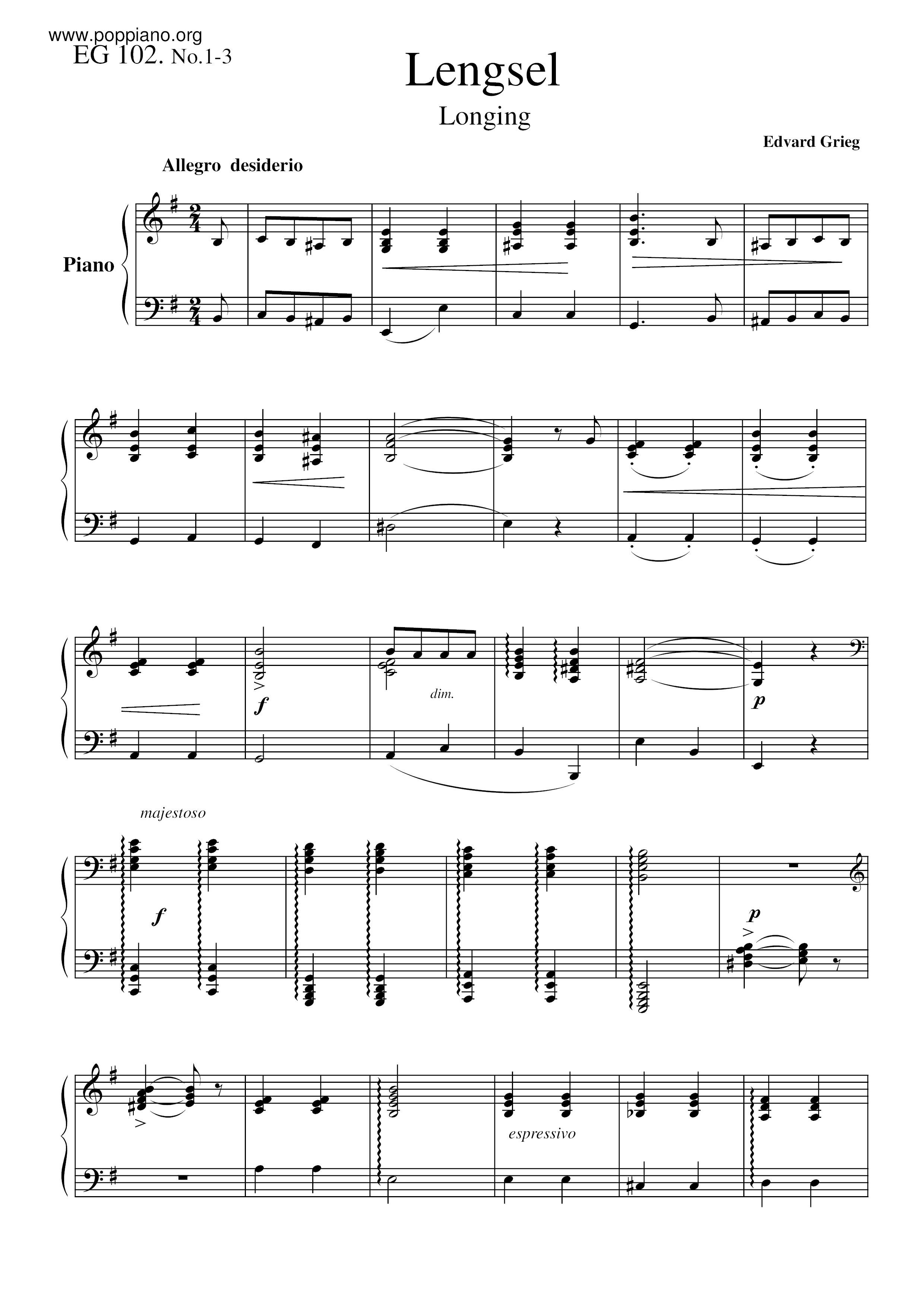 3 Piano Pieces, EG 102琴譜